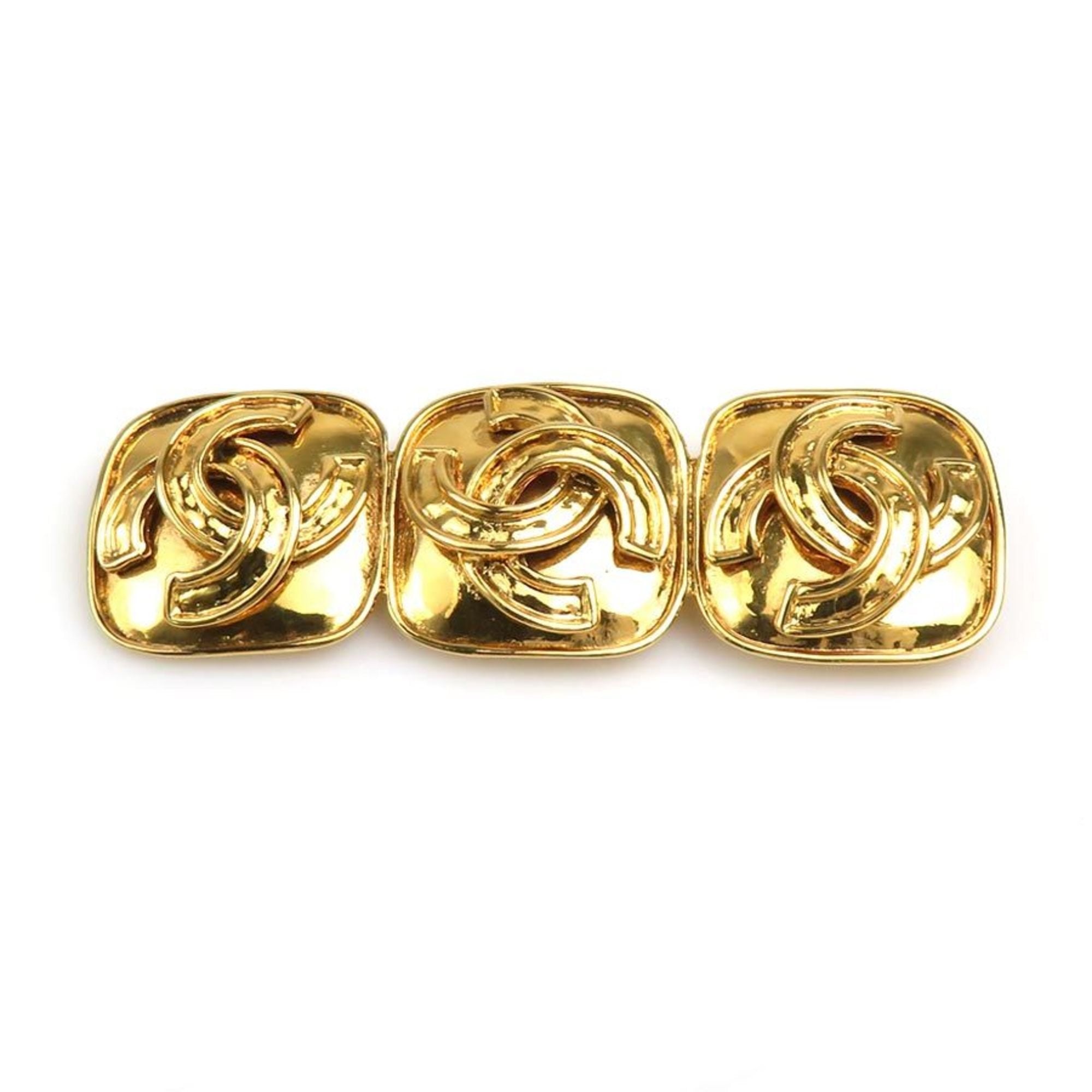 CC Logo Brooch Gold-Tone Metal