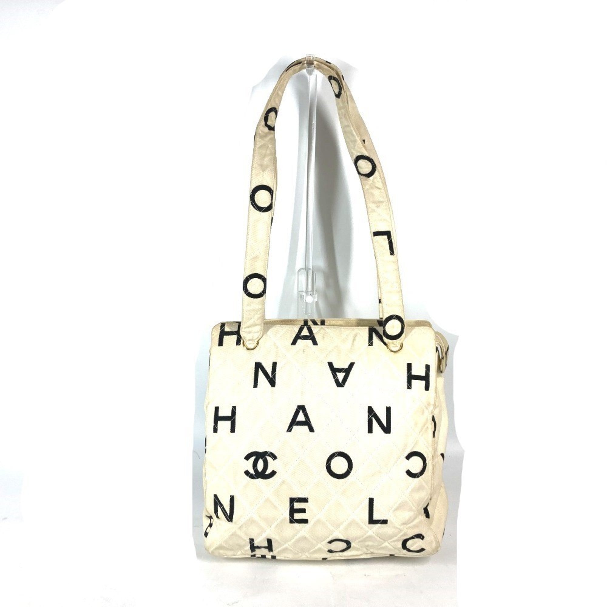 Vintage Coco Logo Zip Tote Quilted Printed Canvas Medium