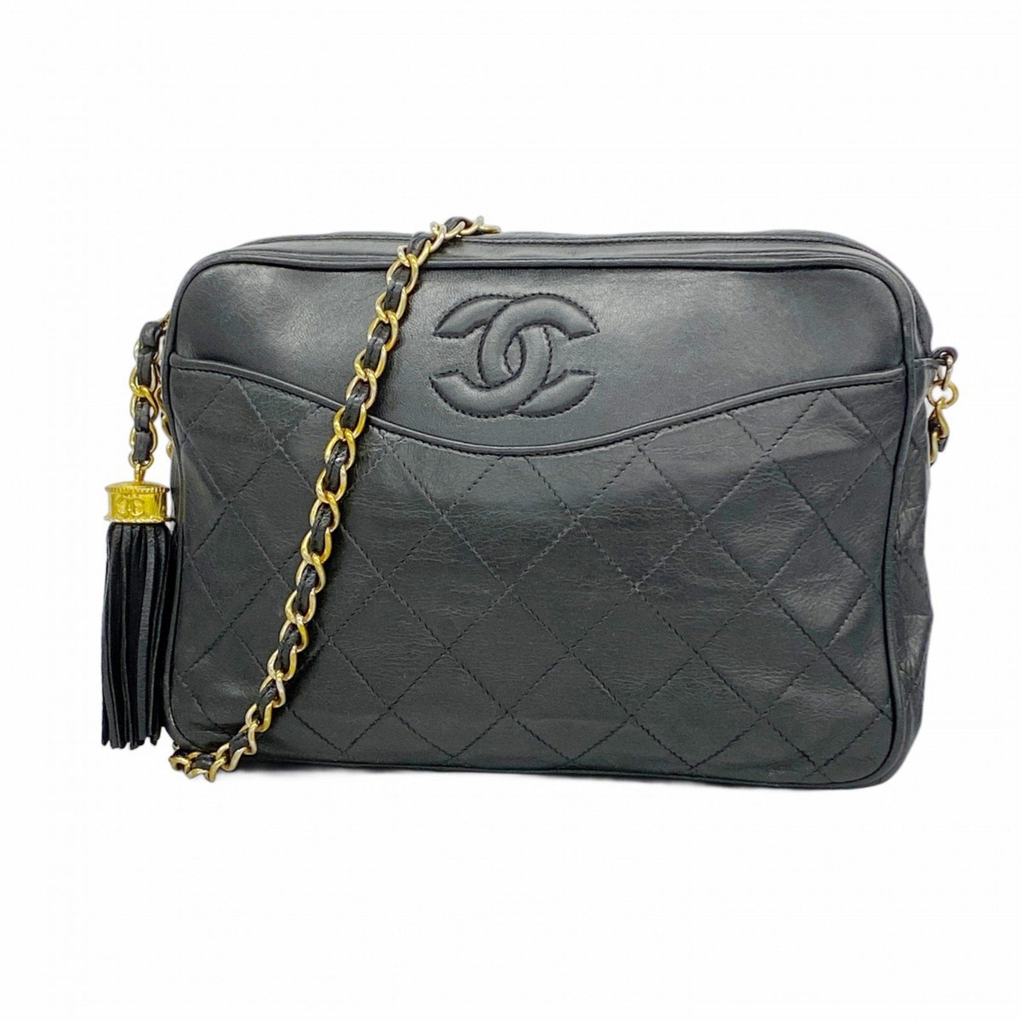 Vintage Camera Tassel Bag Quilted Leather Medium