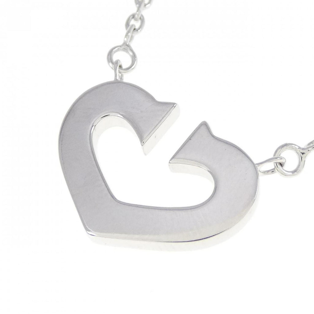 C Heart Pendant Necklace 18K White Gold