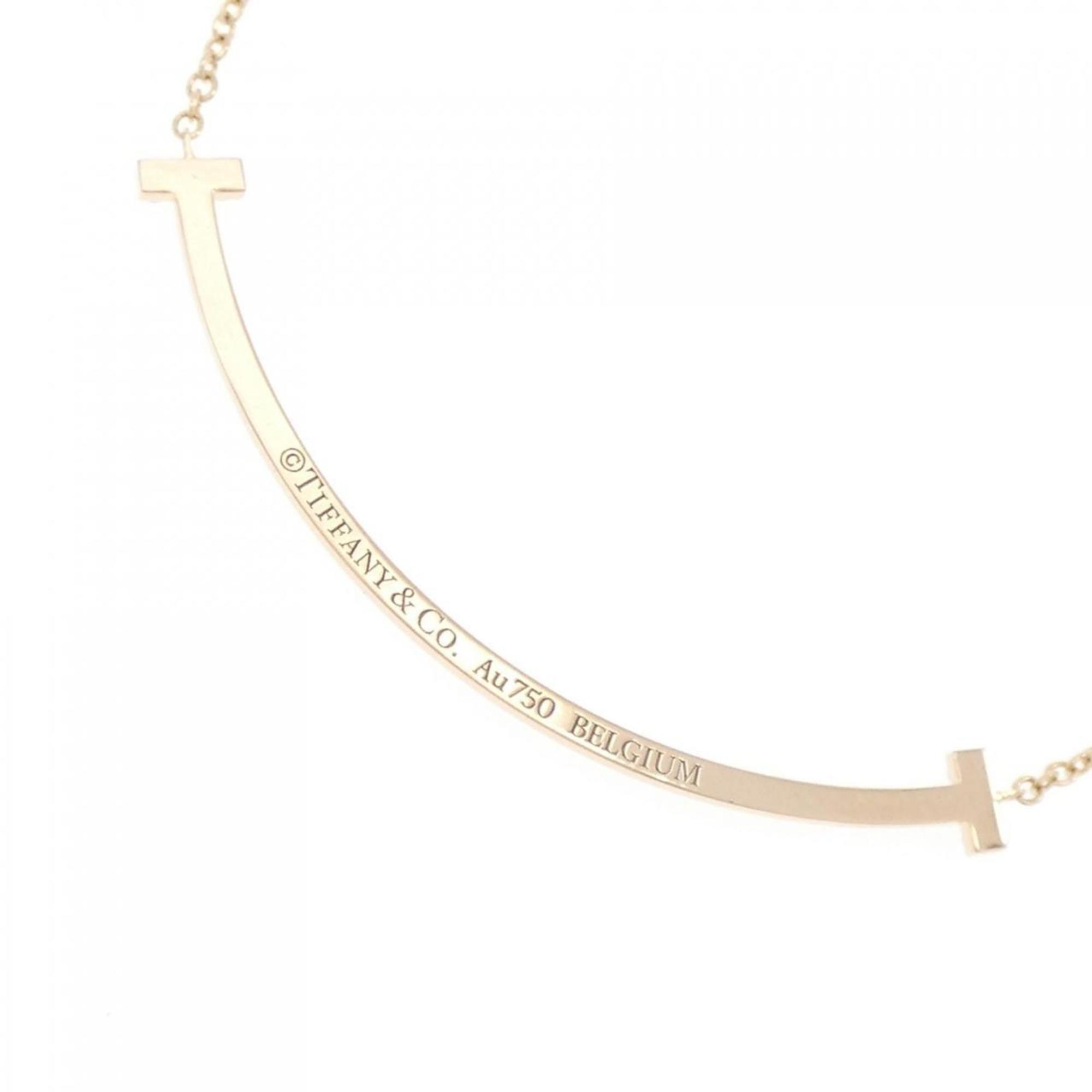 T Smile Pendant Necklace 18K Rose Gold with Diamonds