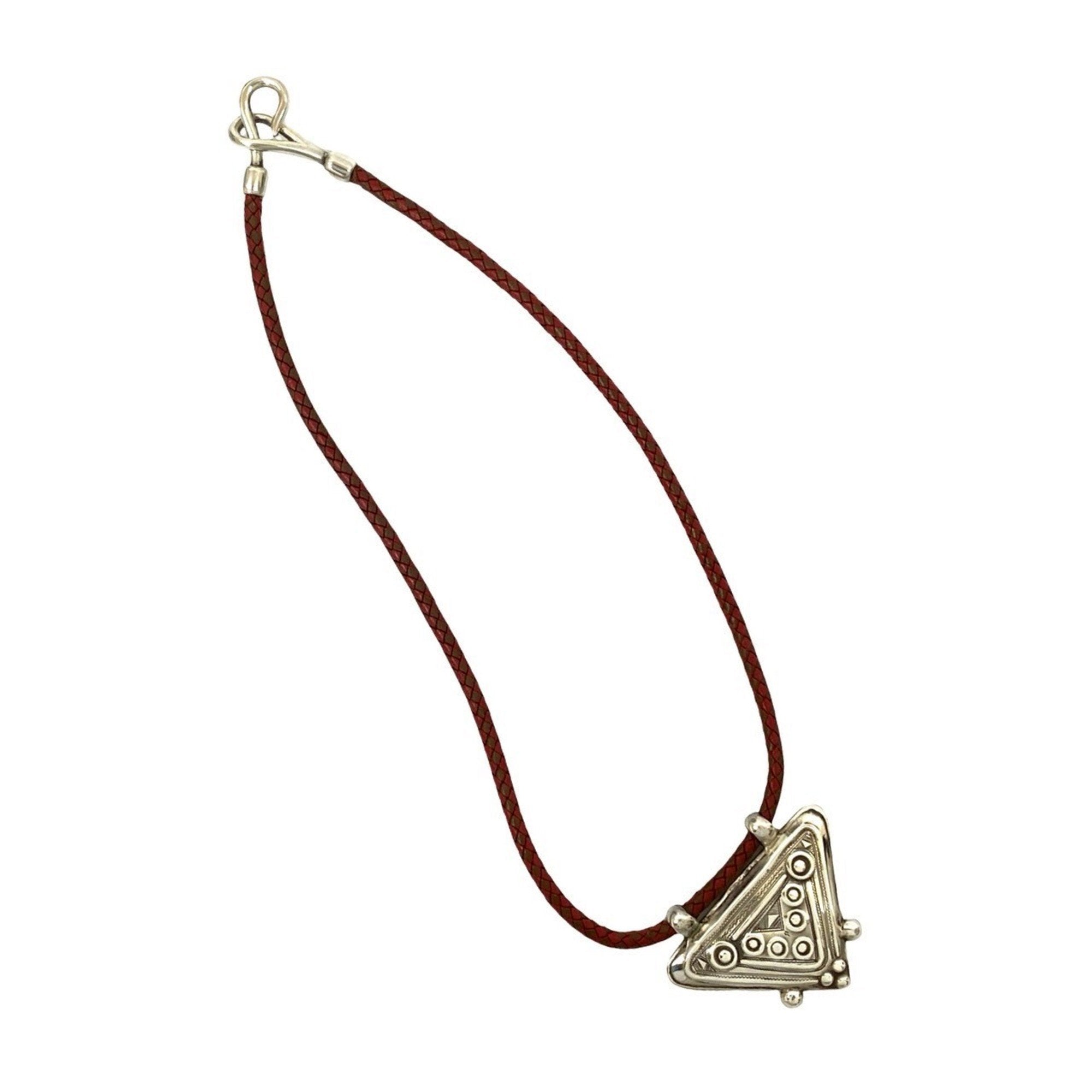 Pendant Necklace Leather and Sterling Silver