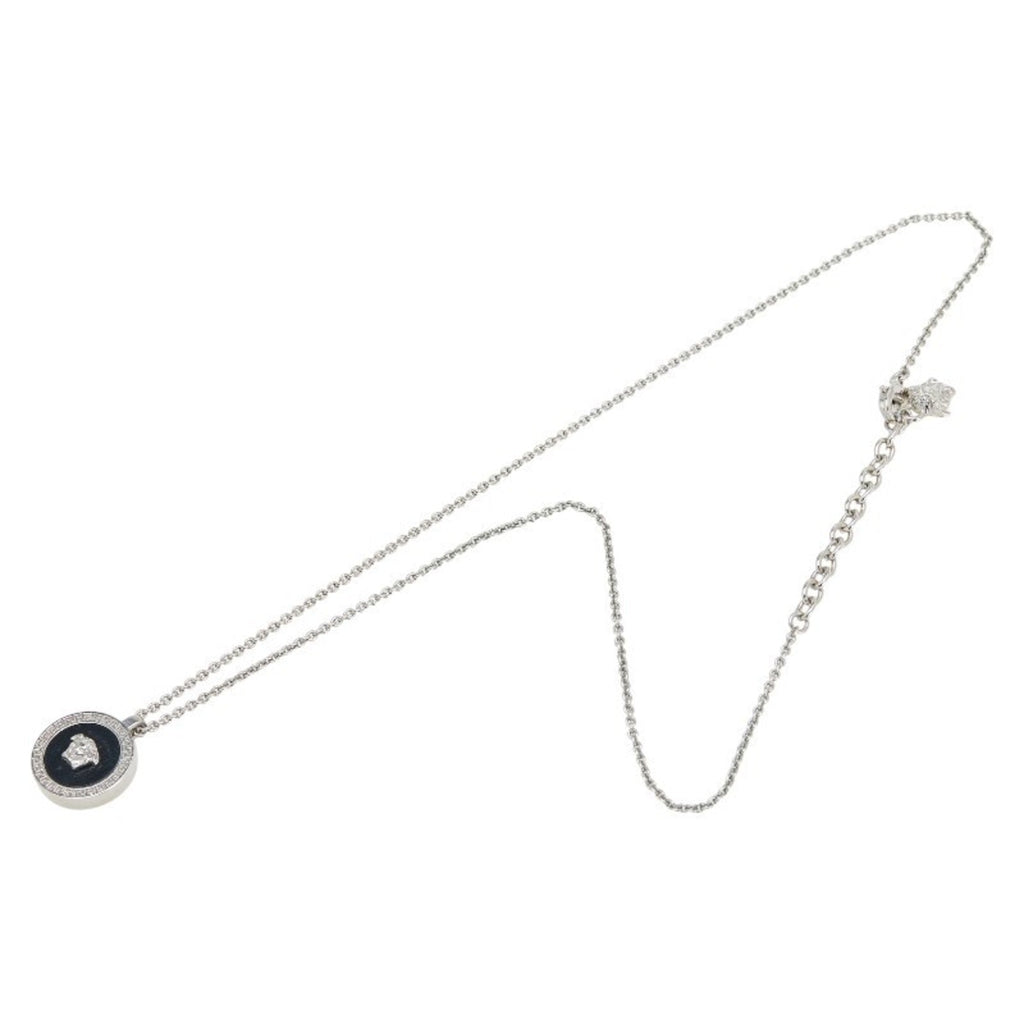 Pendant Necklace Black and Silver Metal