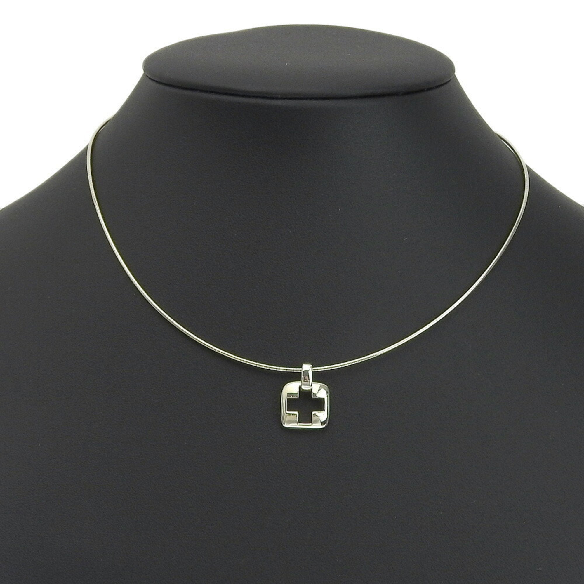 Pierced Cross Choker Necklace Sterling Silver
