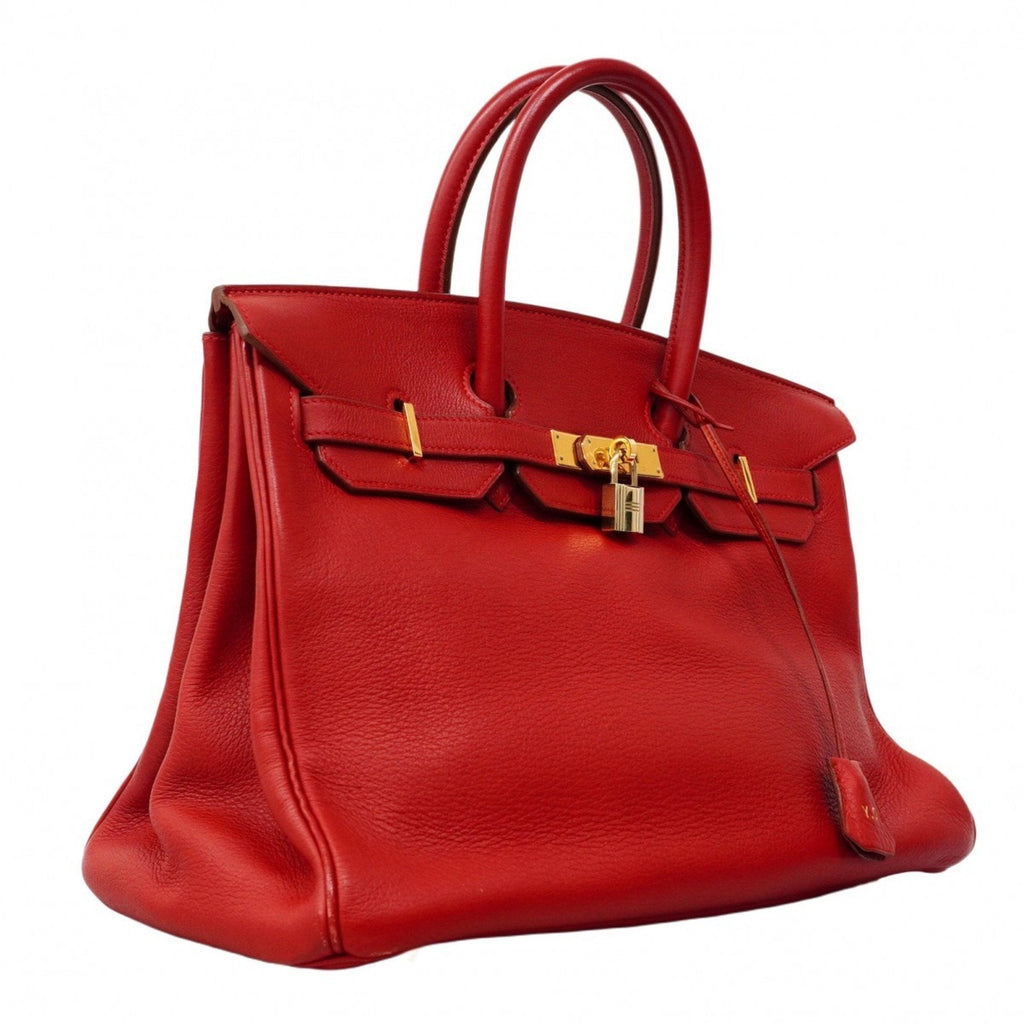 Birkin Handbag Red Clemence with Gold Hardware 35
