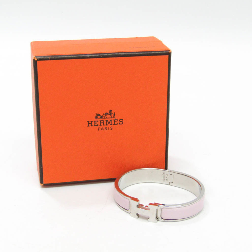 Clic Bangle Enamel and Metal Light Pink Silver Bracelet