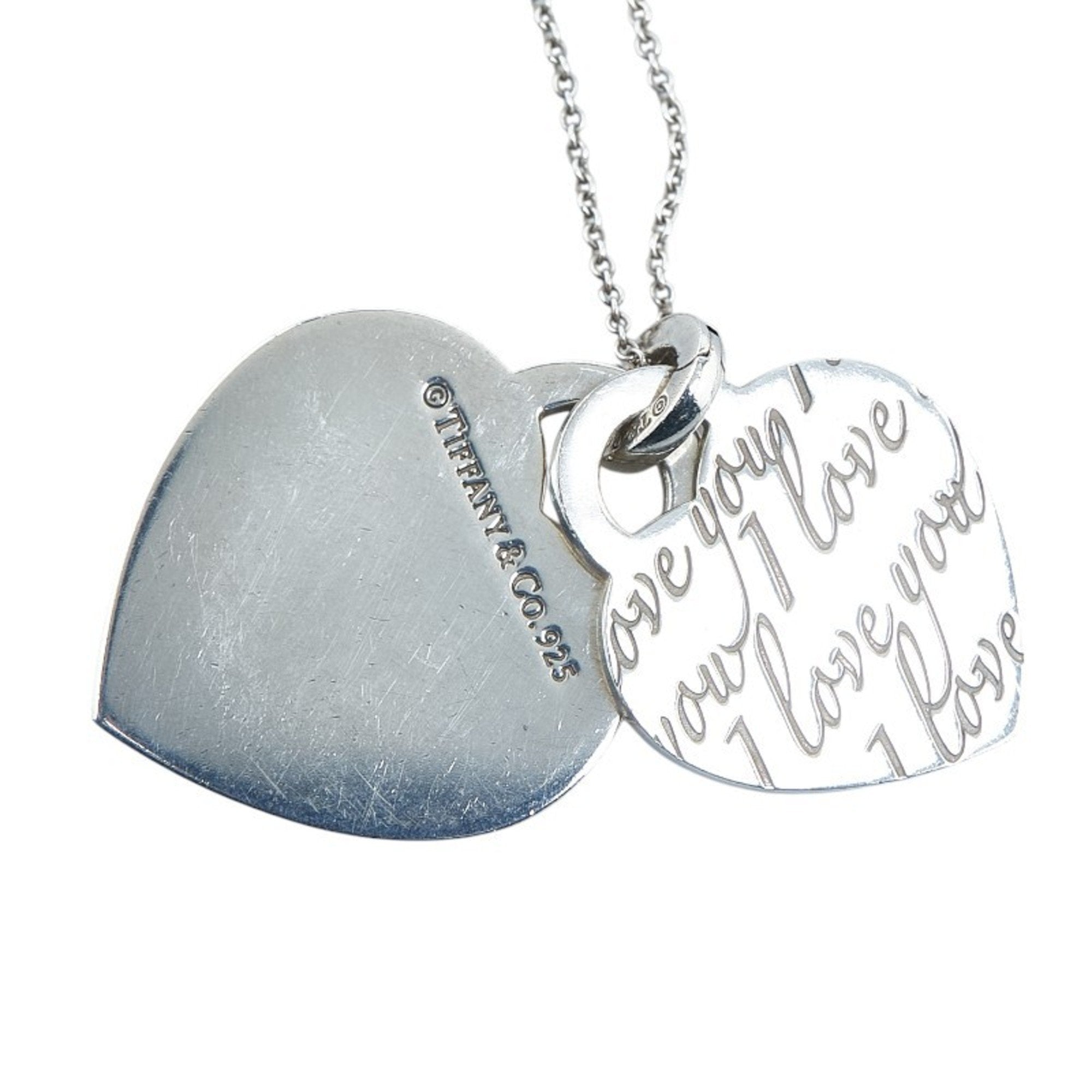 Double Heart Pendant Necklace Sterling Silver