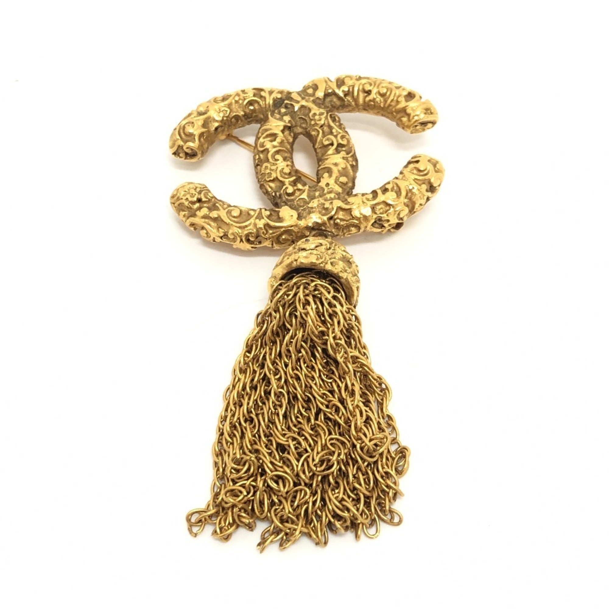 CC Logo Brooch Gold-Tone Metal