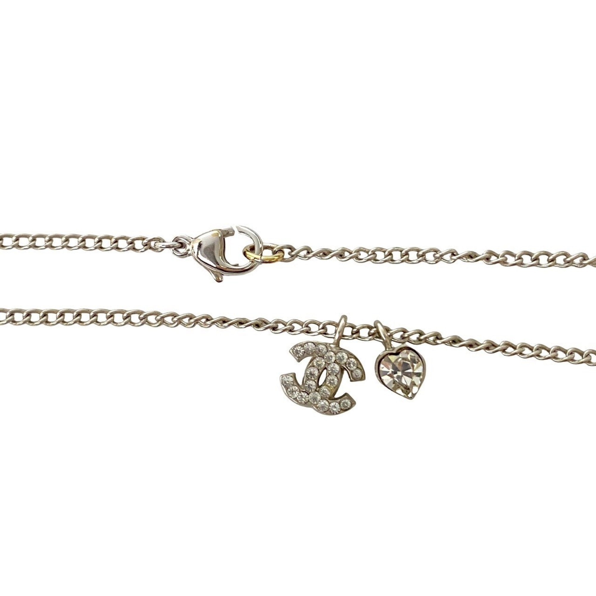 CC Logo Chain Pendant Necklace Silver-Tone Metal