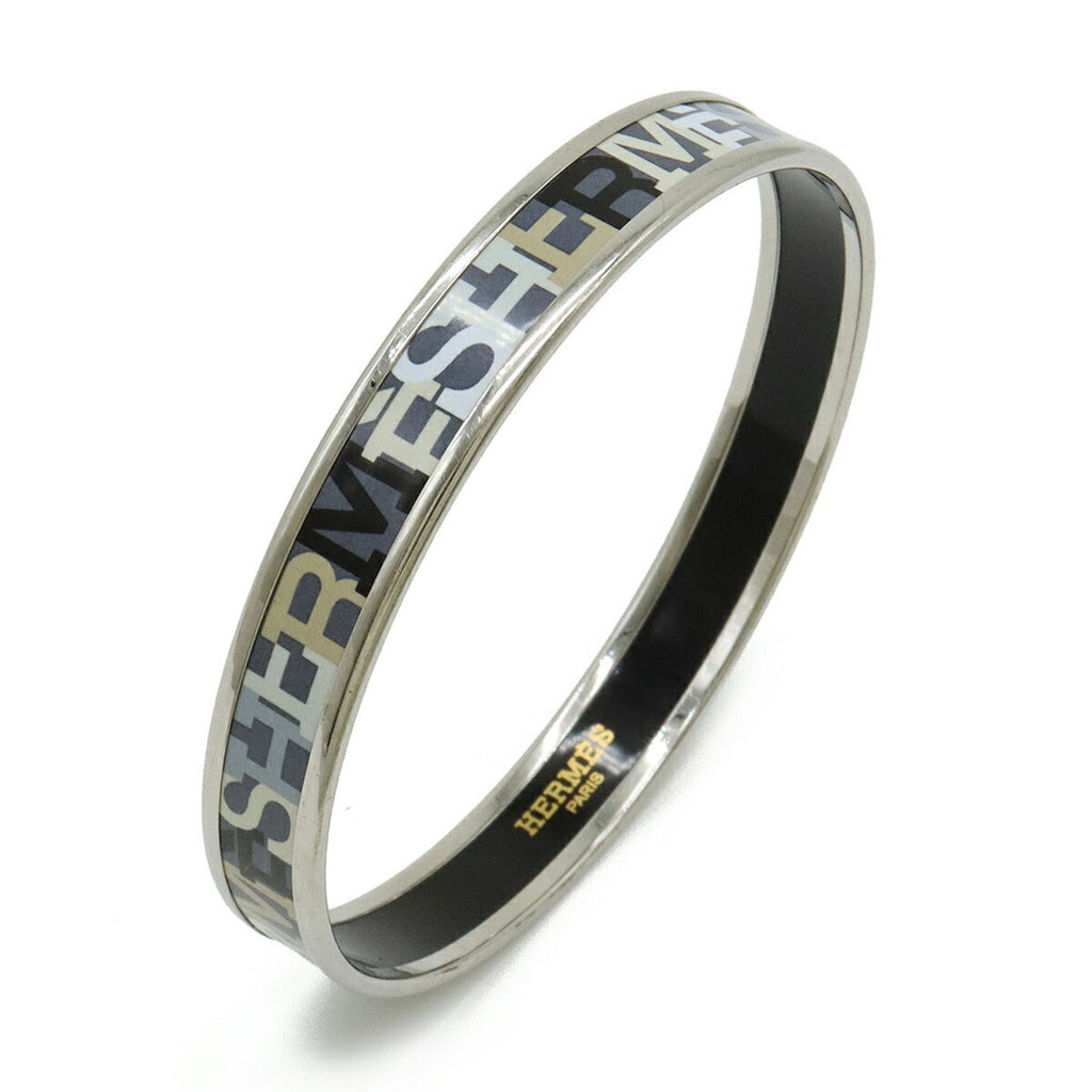 Bangle Bracelet Enamel and Metal Gray Multi-Color