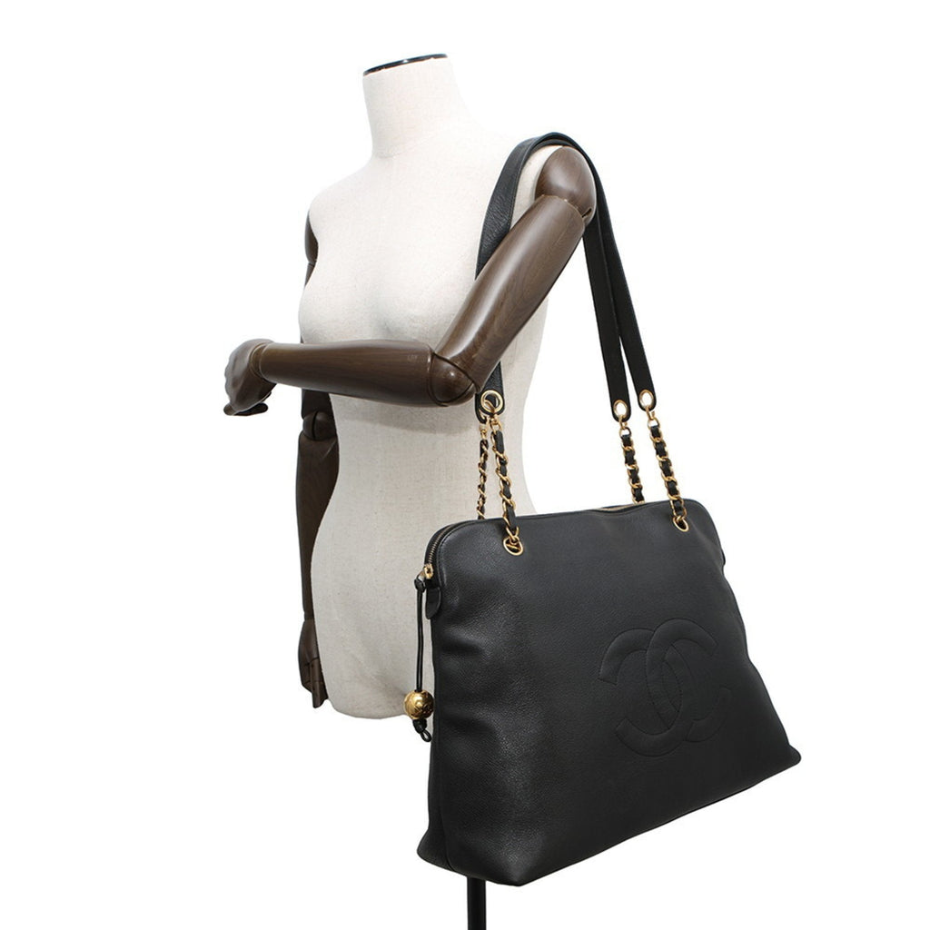 Vintage Timeless Zip Tote Caviar Large