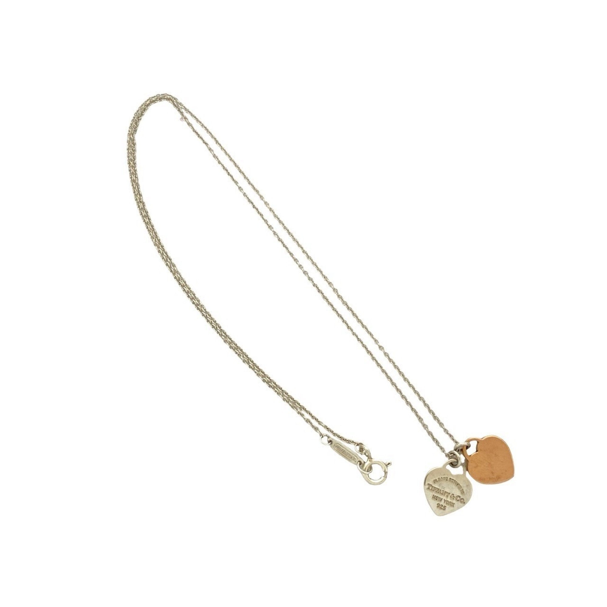 Return to Double Heart Pendant Necklace Metal and Sterling Silver