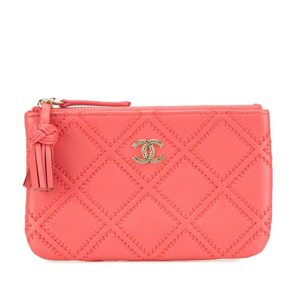 Double Stitch Tassel Wallet on Chain Quilted Lambskin