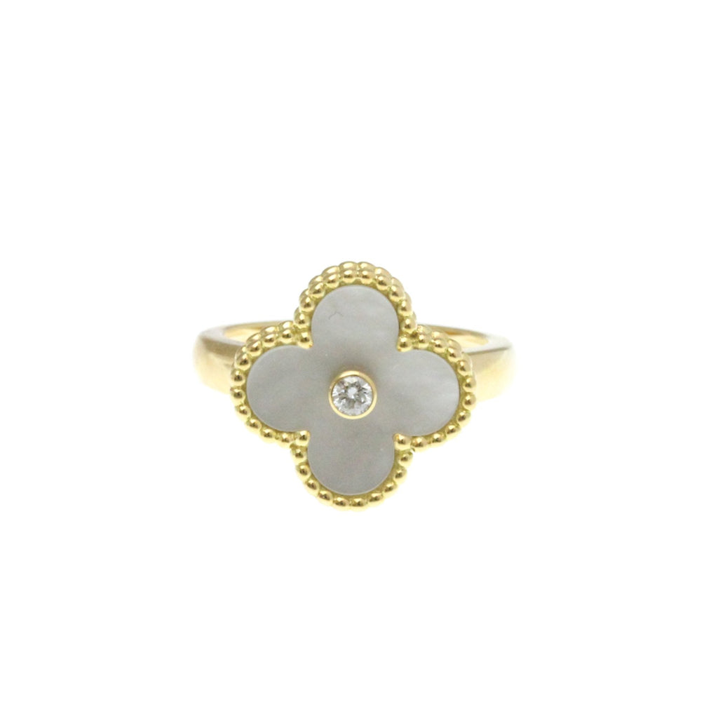 Vintage Alhambra Ring 18K Yellow Gold and Mother of Pearl