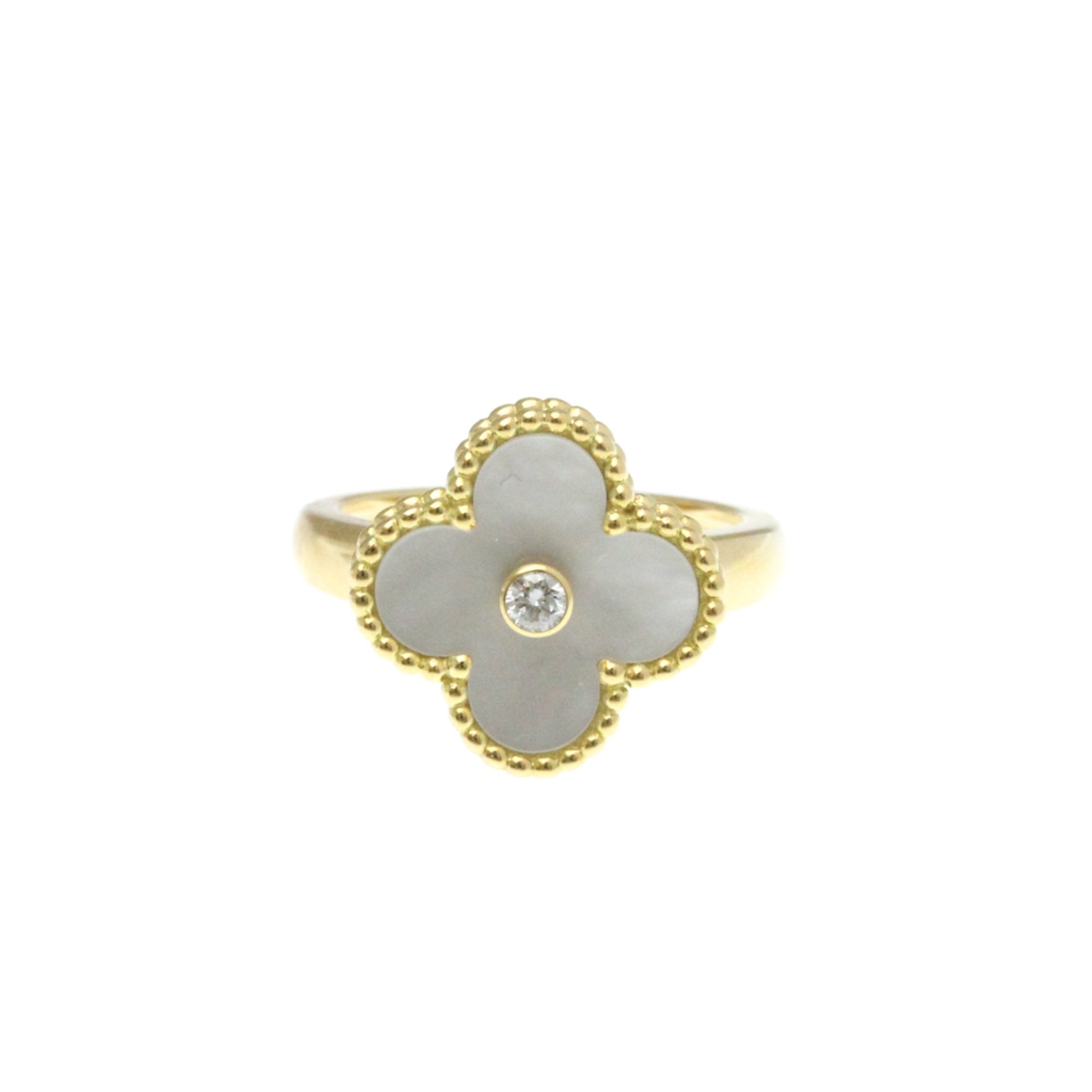 Vintage Alhambra Ring 18K Yellow Gold and Mother of Pearl