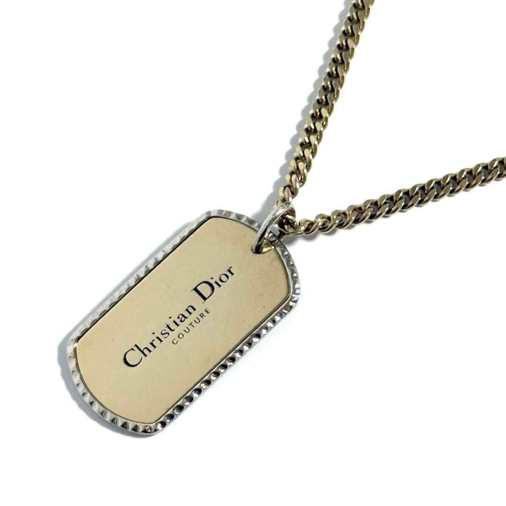 Dog Tag Pendant Necklace Metal Couture