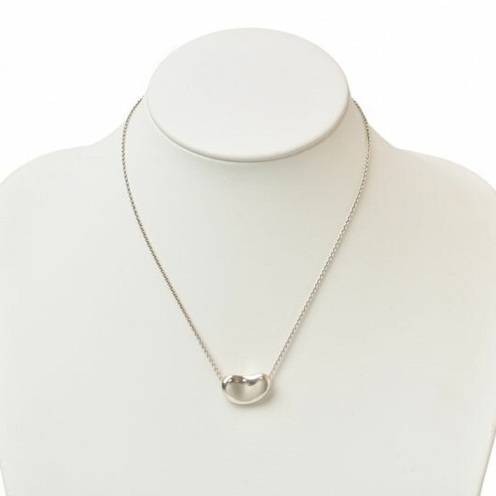 Bean Pendant Necklace Sterling Silver 12mm