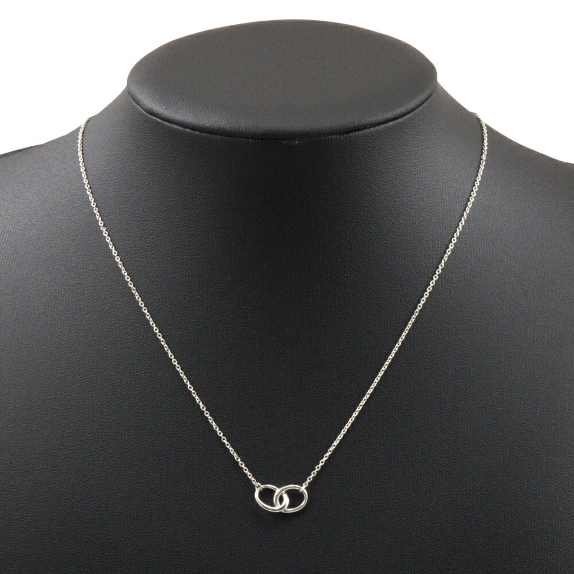 Double Loop Pendant Necklace Sterling Silver