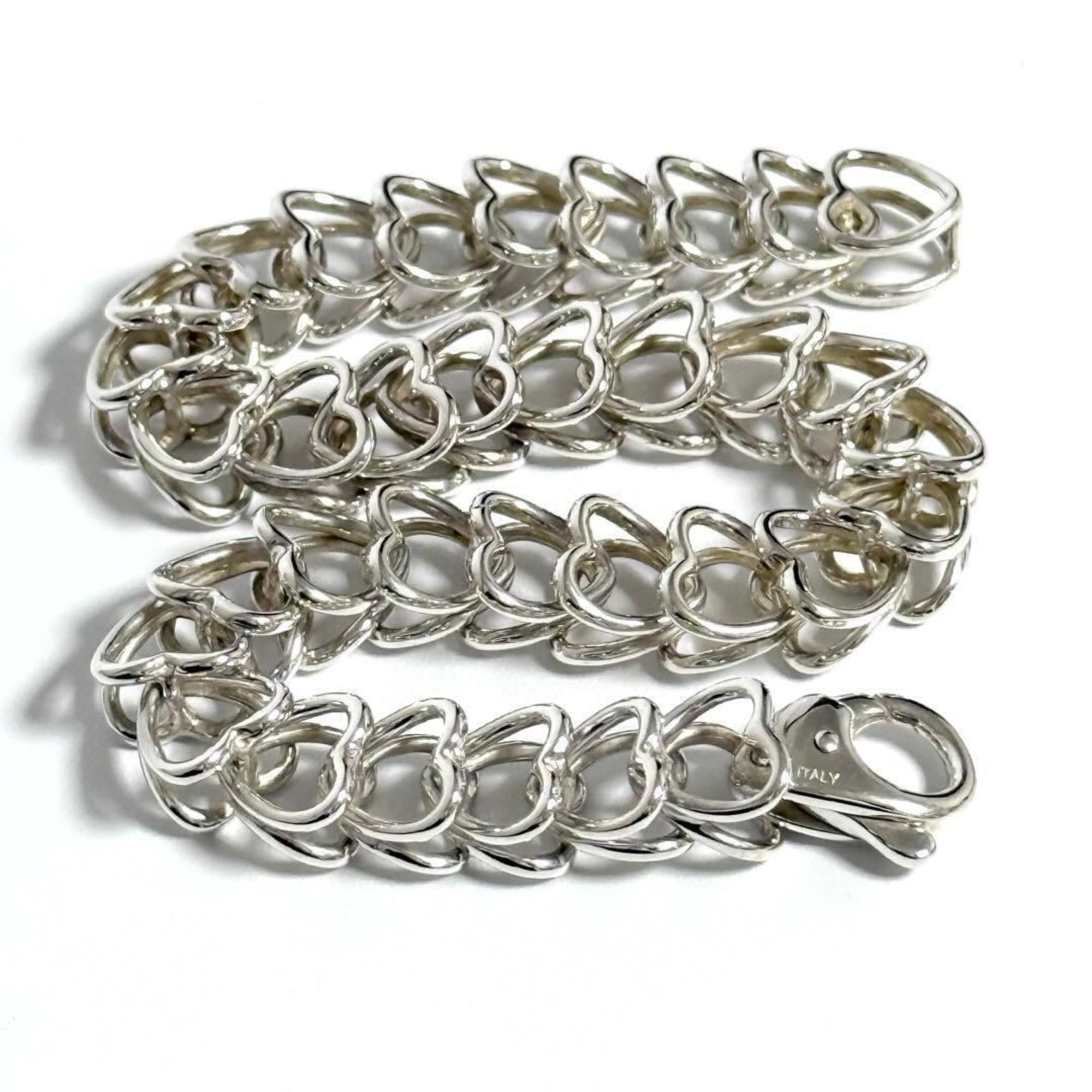 Vintage Heart Link Bracelet Sterling Silver