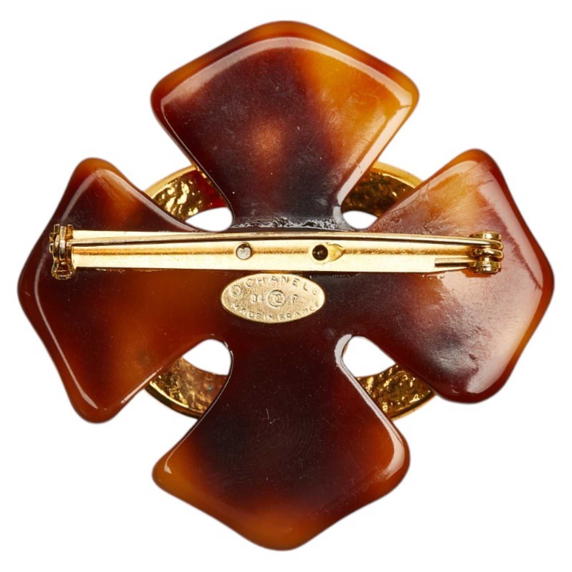 CC Logo Brooch Gold-Tone Metal