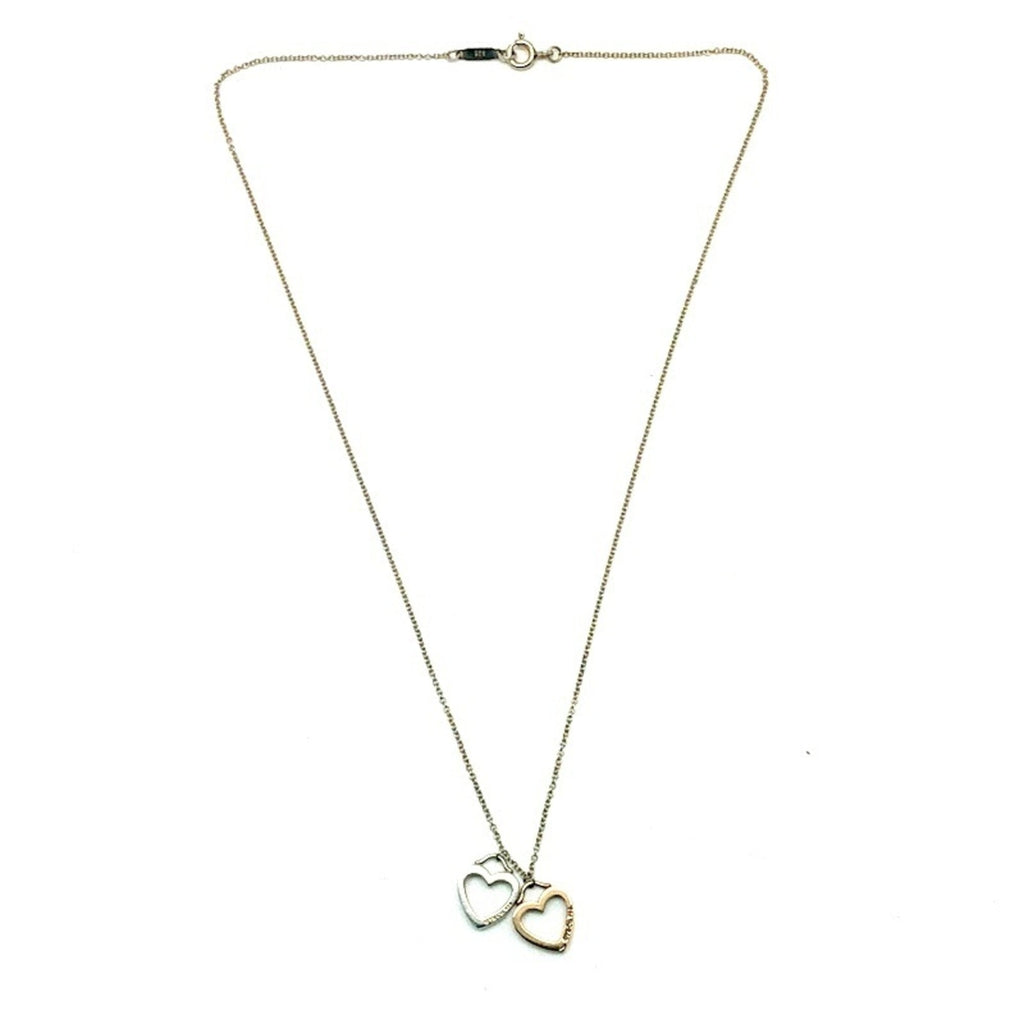 Heart Pendant Necklace 18K Gold and Sterling Silver