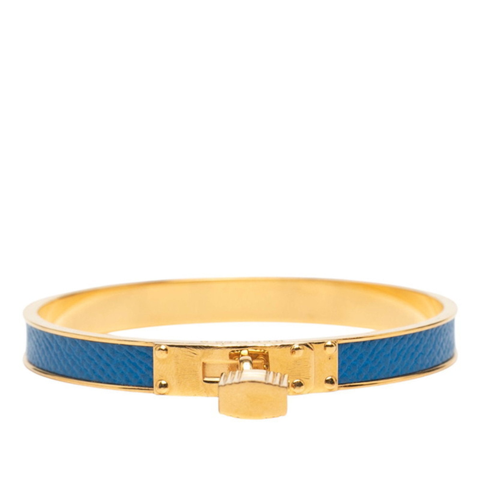 Kelly Bracelet Leather and Gold Blue