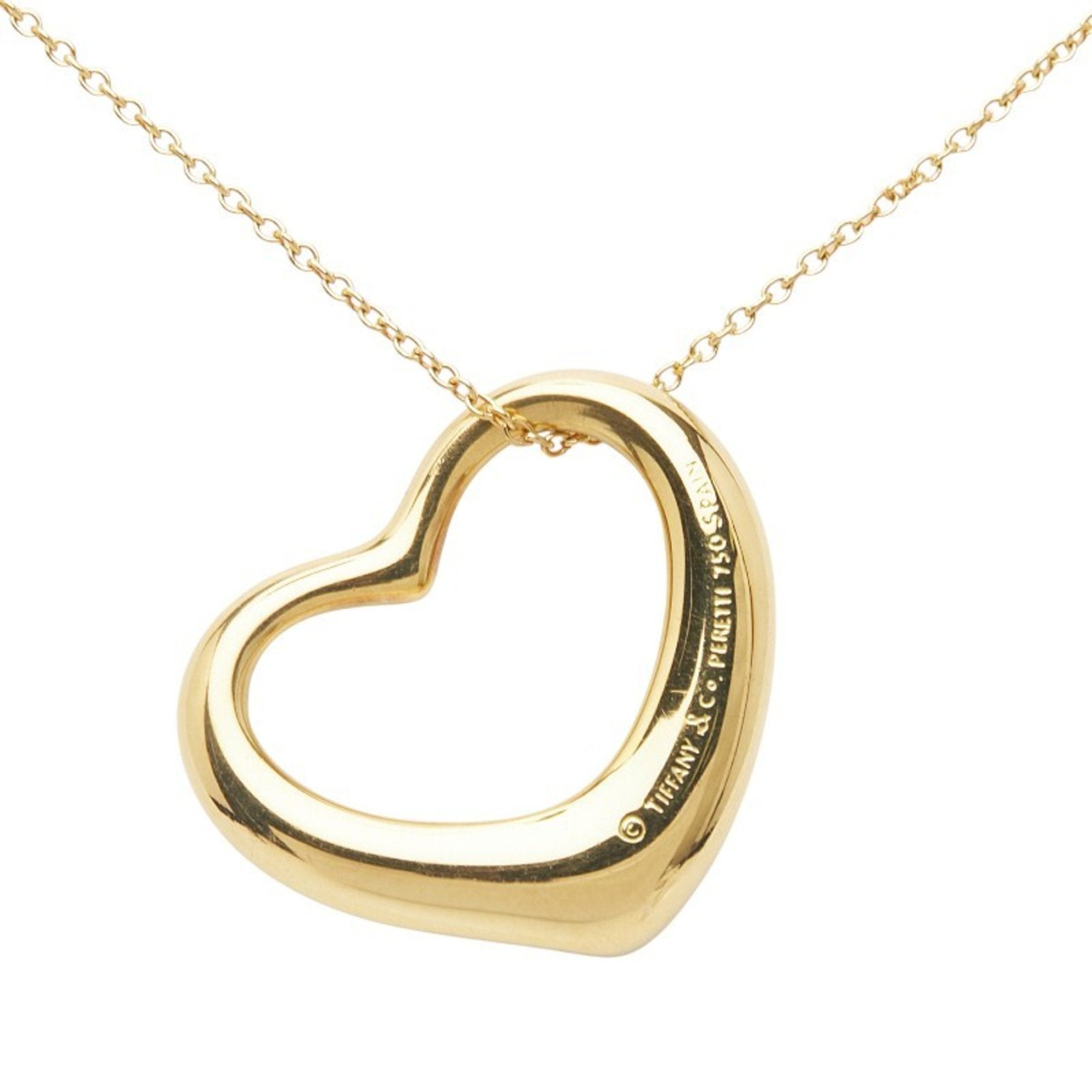 Open Heart Pendant Necklace 18K Yellow Gold 23mm
