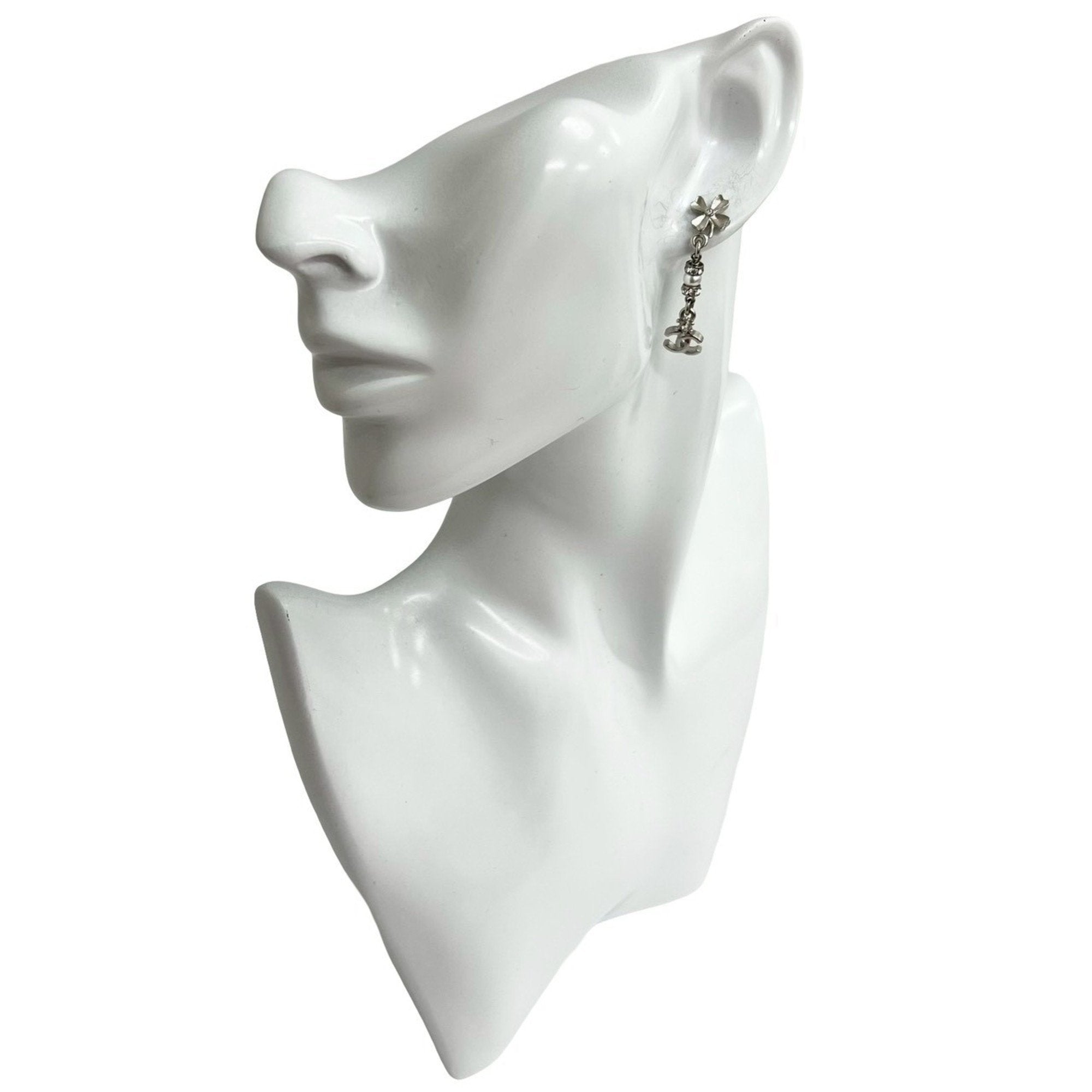 CC Logo Clover Earrings Silver-Tone Metal Silver-Tone Metal