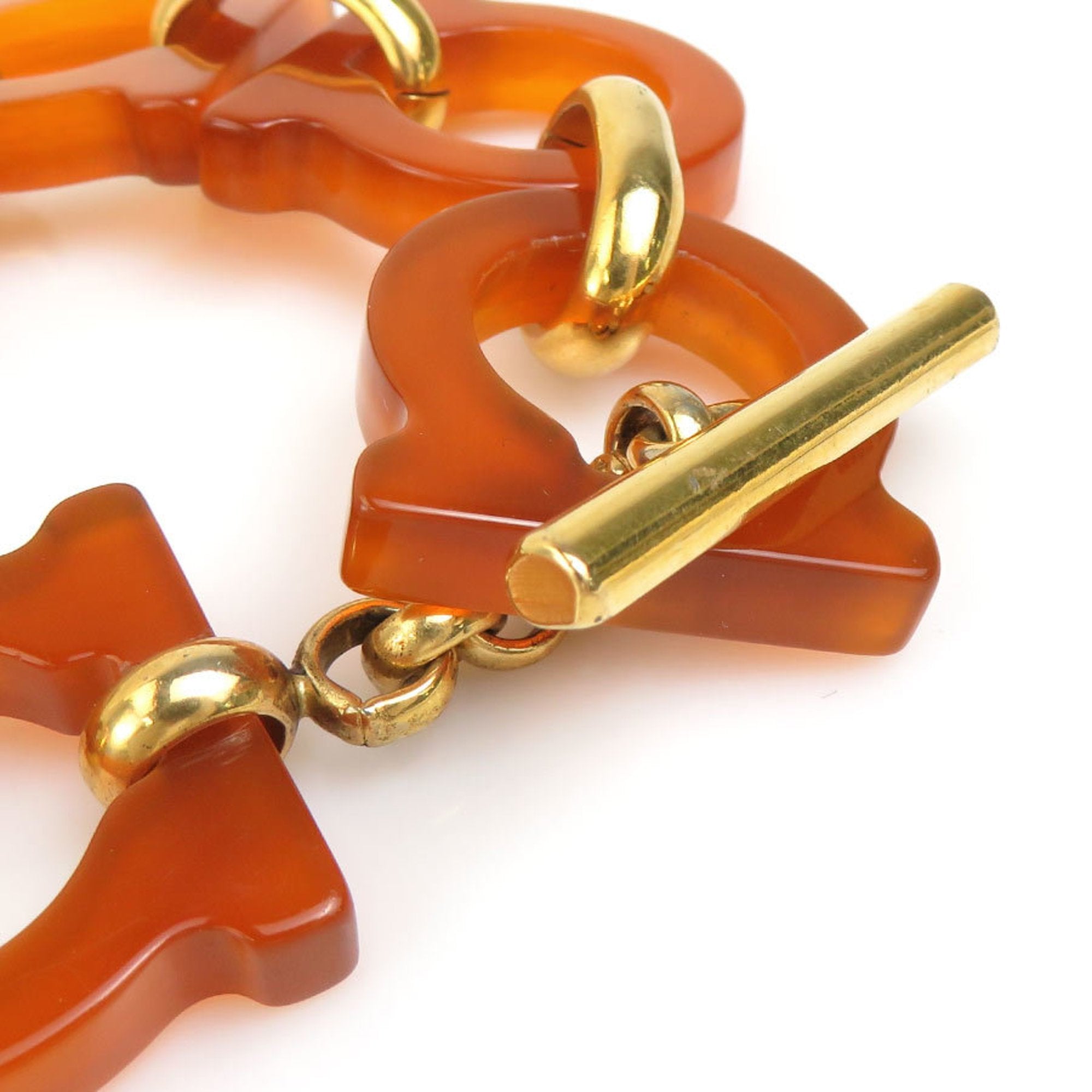 Gancini Bracelet Metal and Plastic Brown and Gold