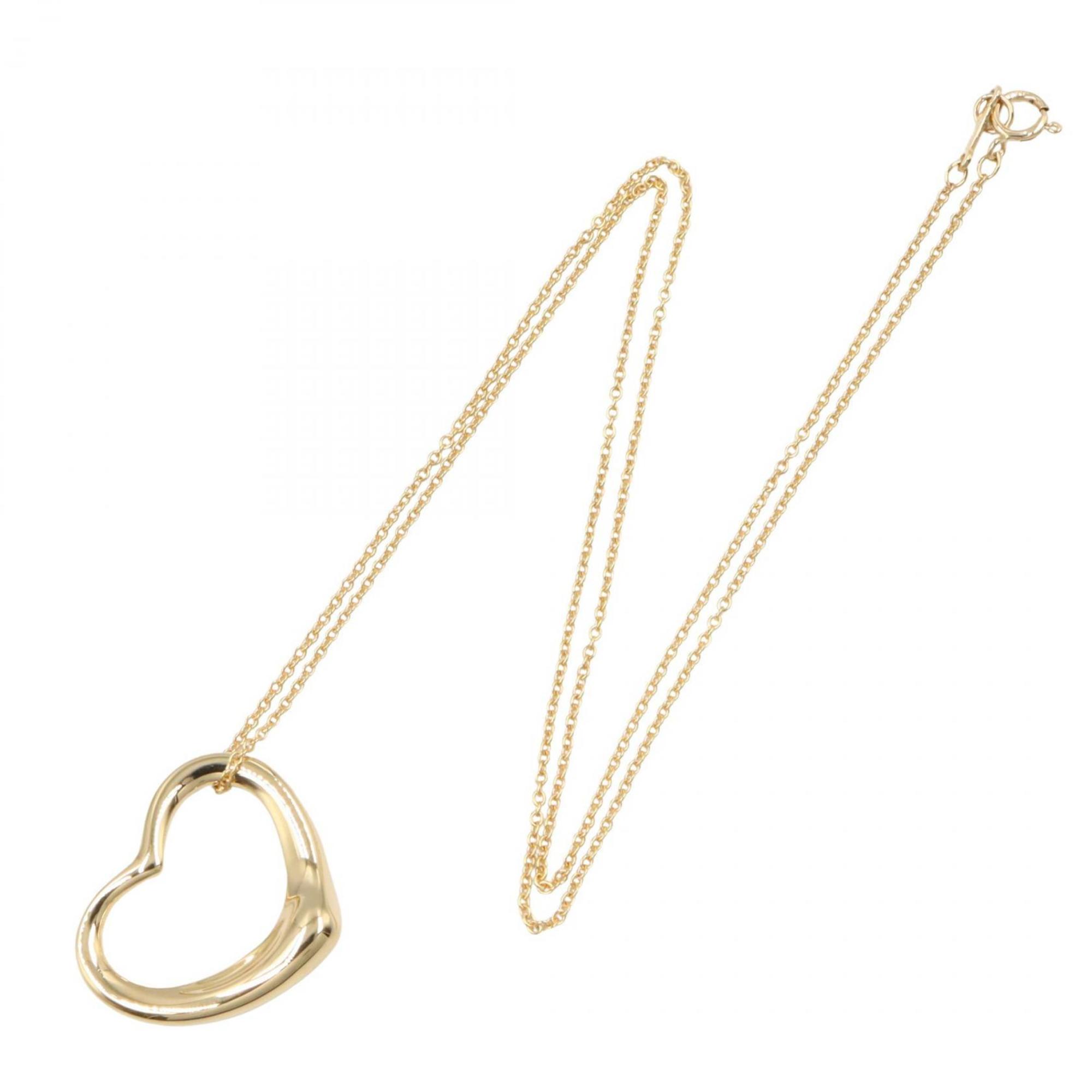 Open Heart Pendant Necklace 18K Yellow Gold 20mm