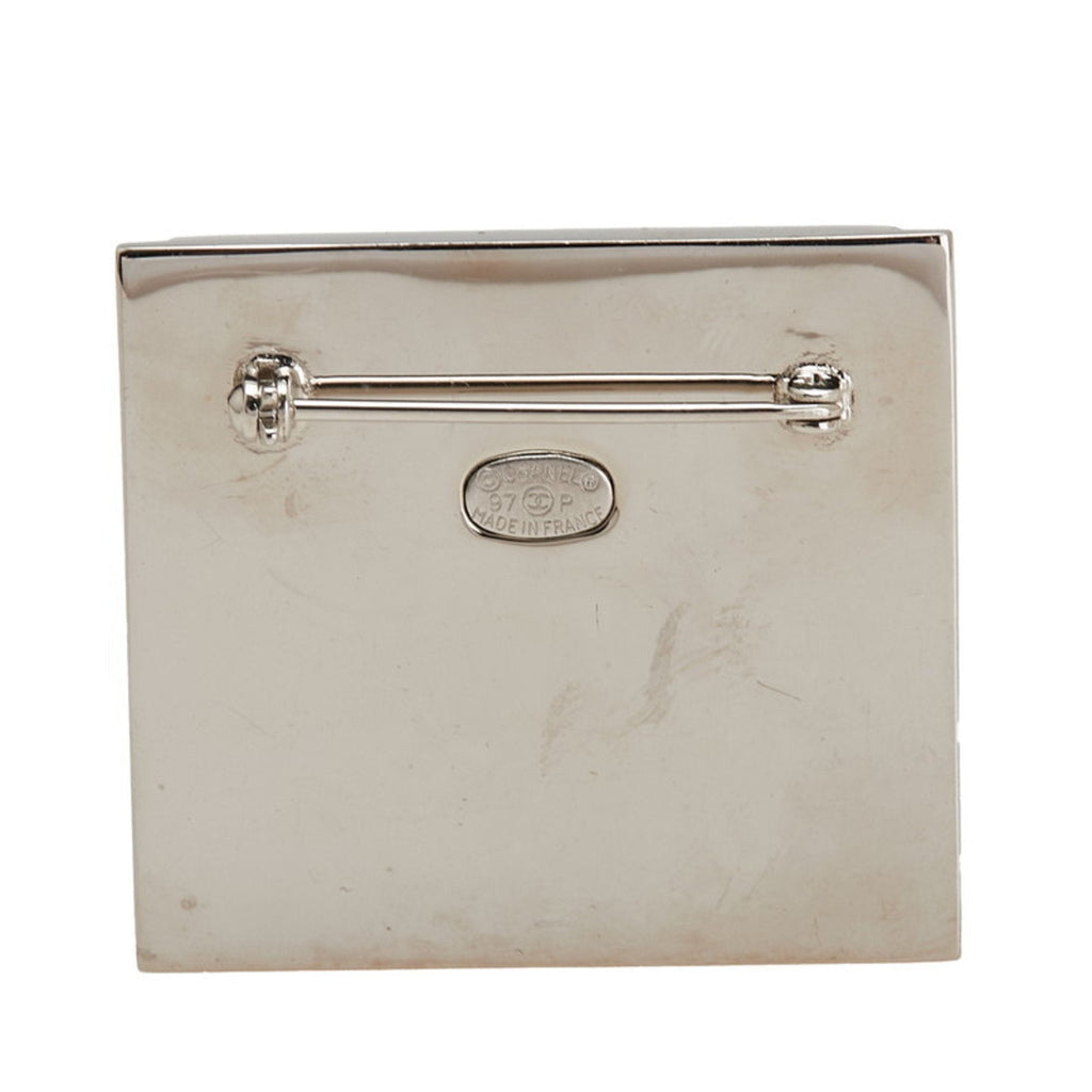 CC Logo Brooch Silver-Tone Metal