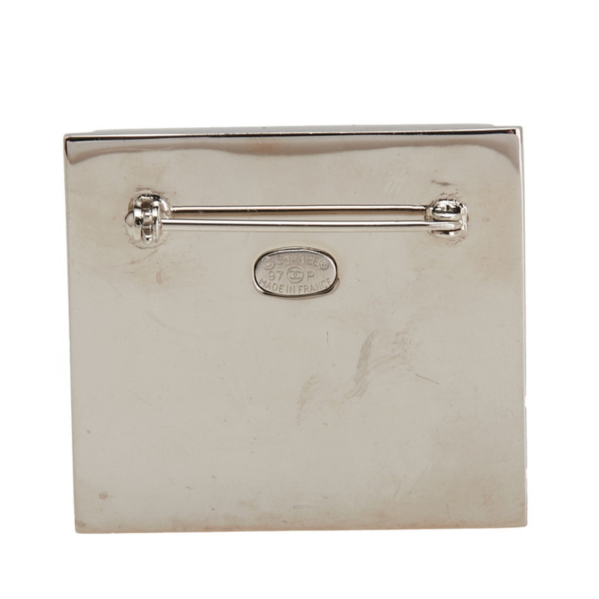CC Logo Brooch Silver-Tone Metal