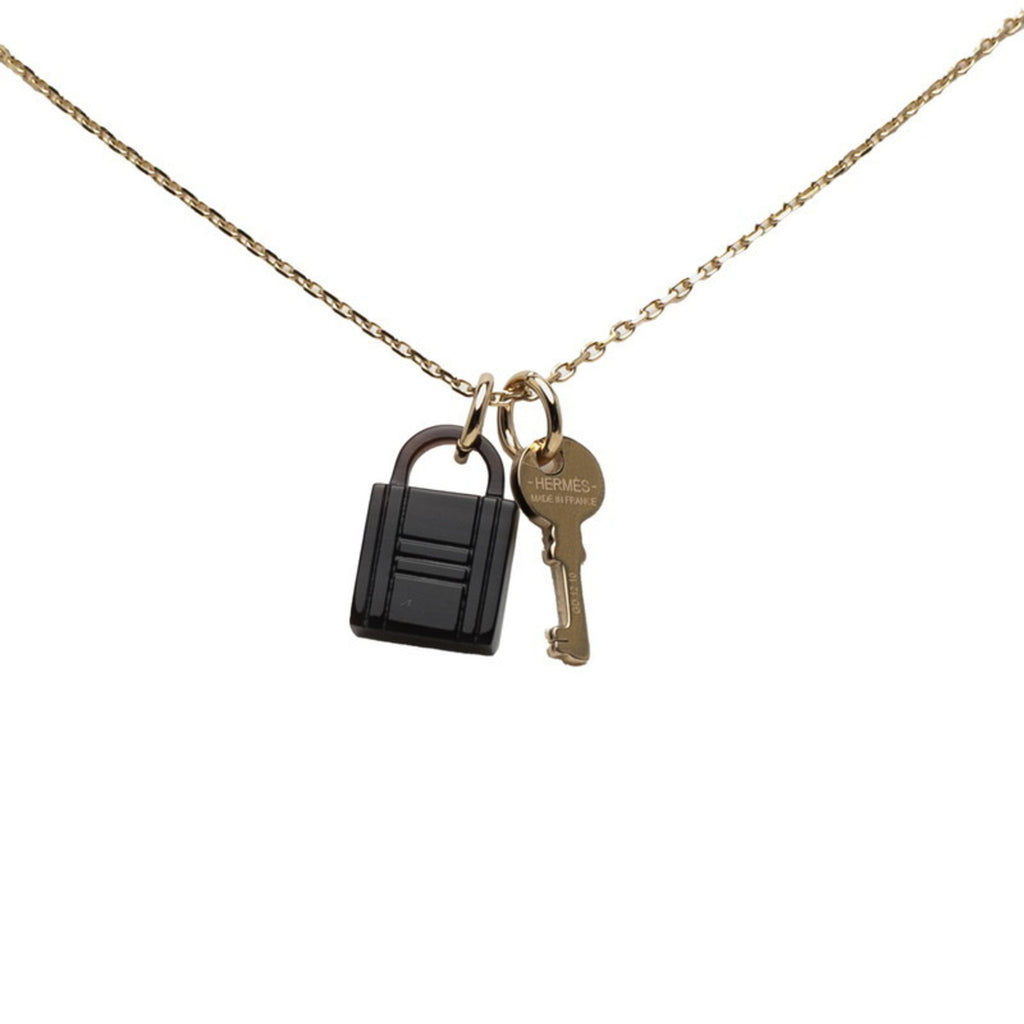 Amulet Padlock Pendant Necklace Buffalo Horn and Gold Mini