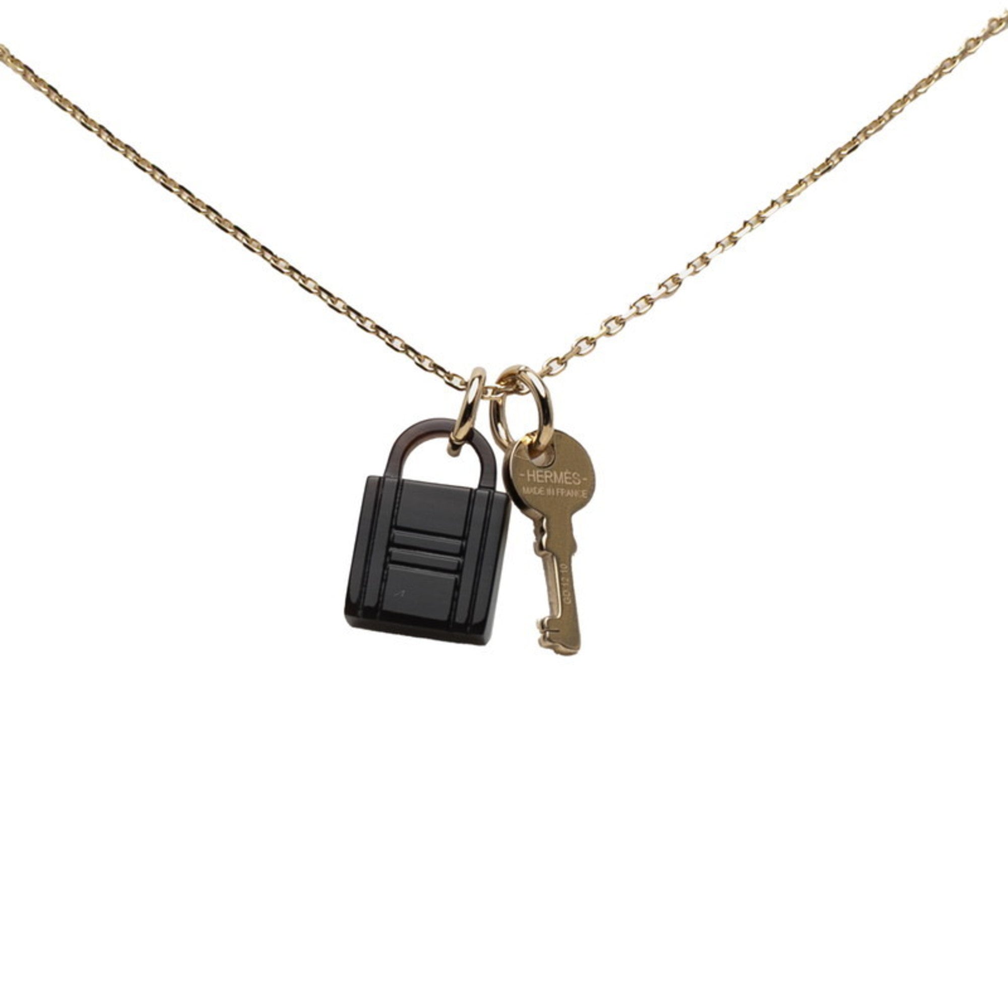 Amulet Padlock Pendant Necklace Buffalo Horn and Gold Mini