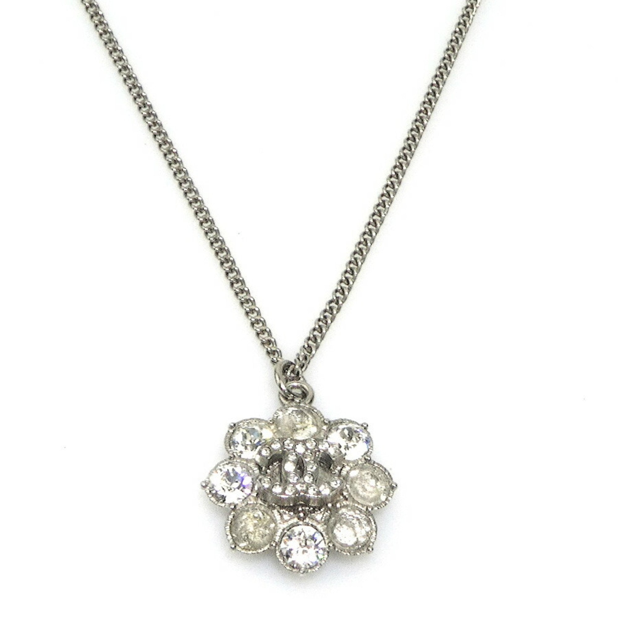 CC Logo Pendant Necklace Silver-Tone Metal