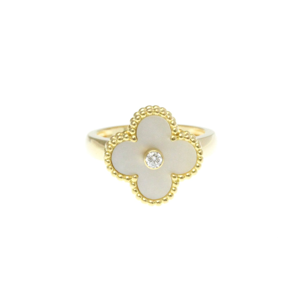 Vintage Alhambra Ring 18K Yellow Gold and Mother of Pearl