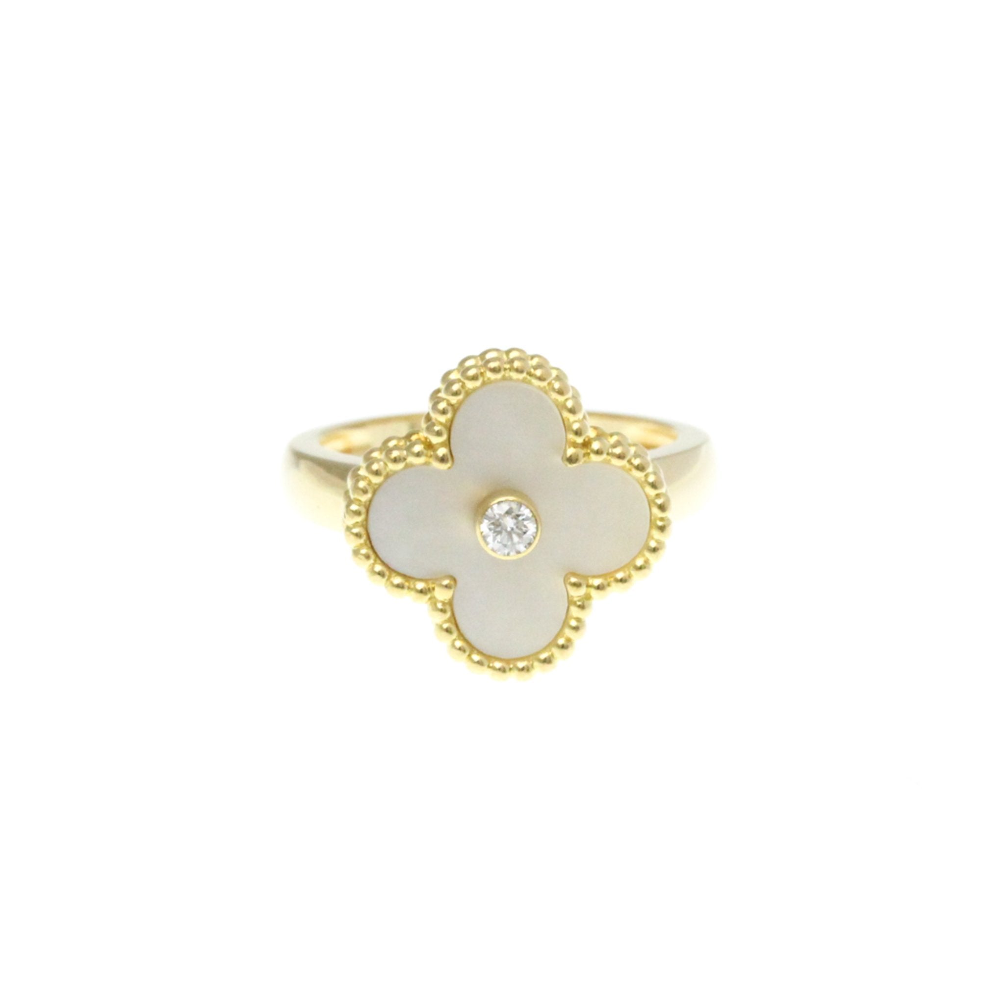 Vintage Alhambra Ring 18K Yellow Gold and Mother of Pearl