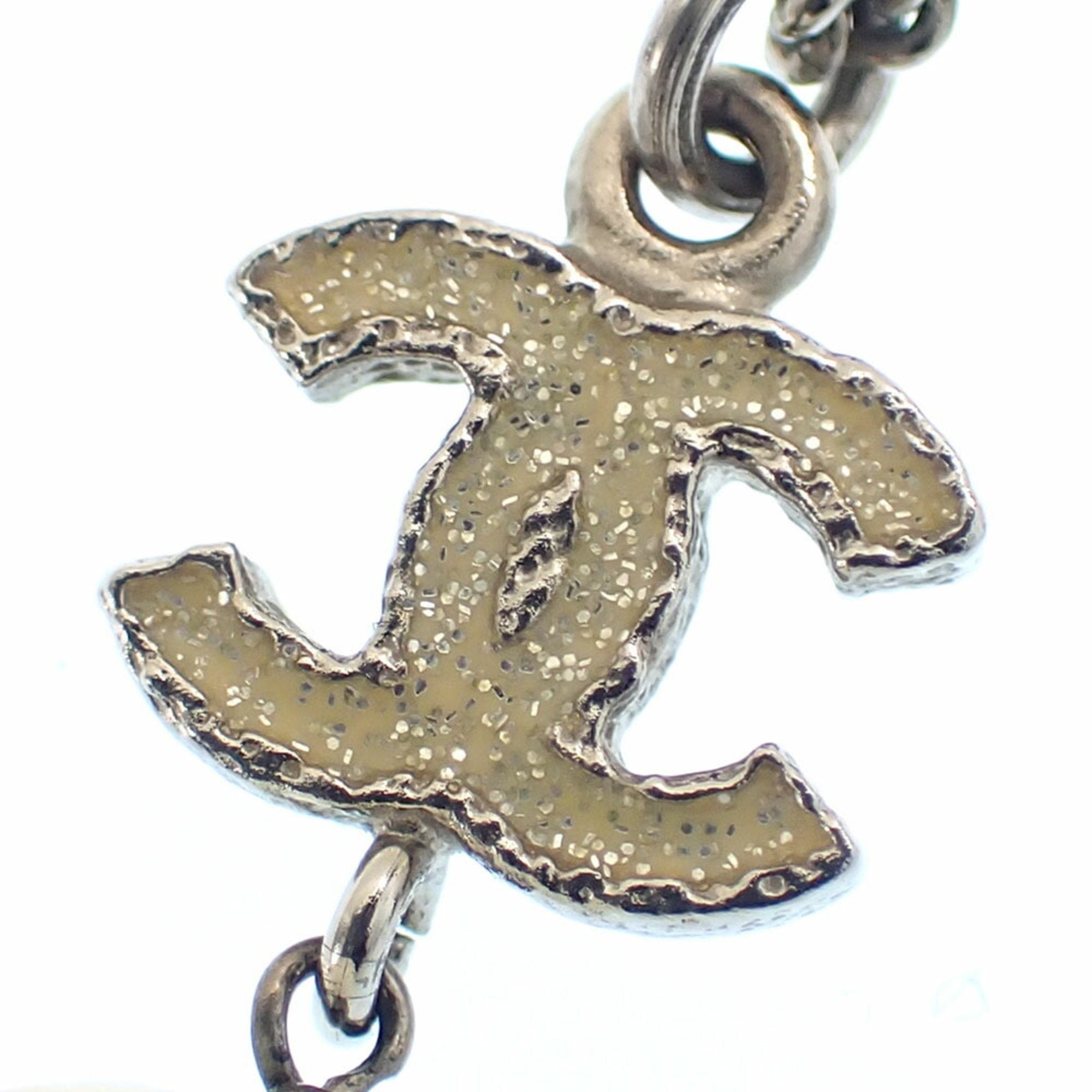 CC Logo Pendant Necklace Silver-Tone Metal