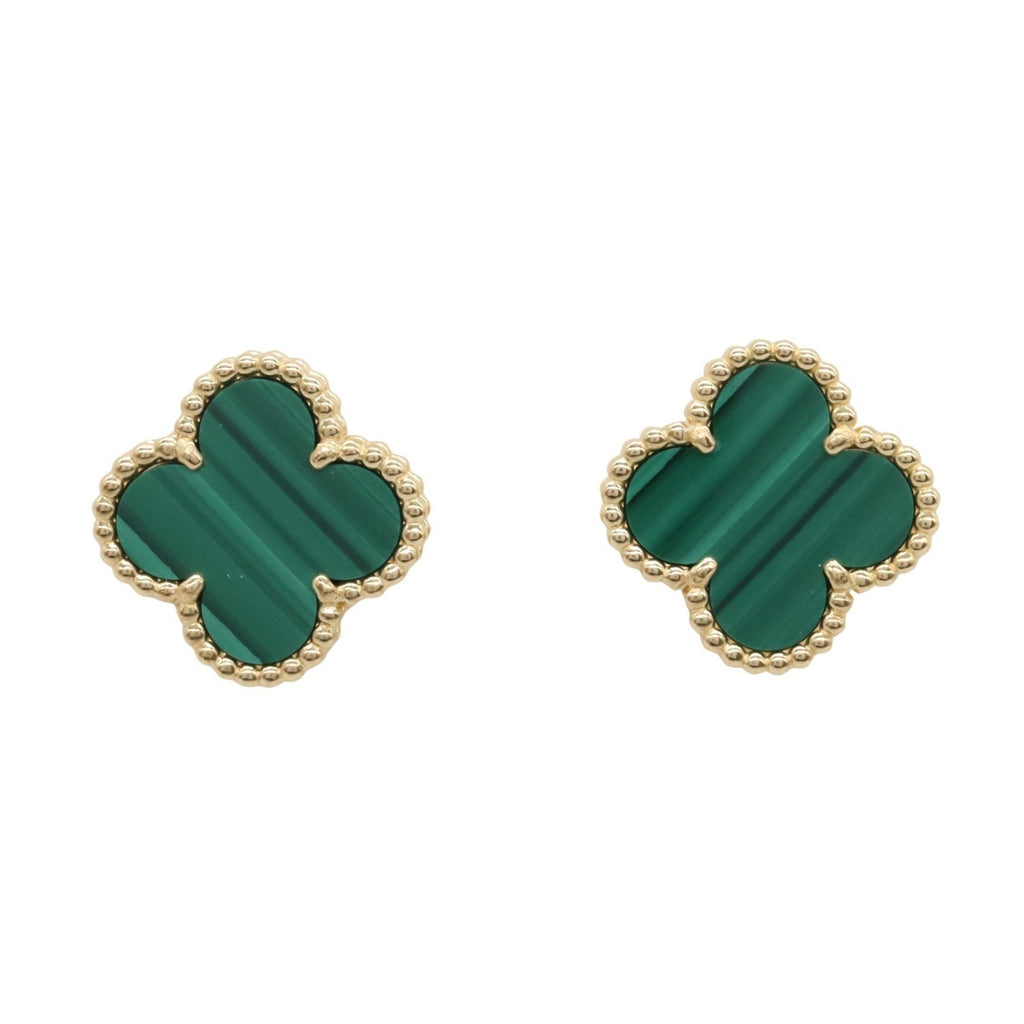 Vintage Alhambra Earrings 18K Yellow Gold and Malachite 18K Yellow Gold