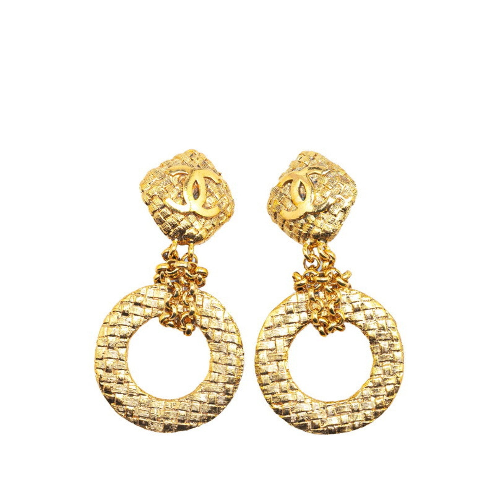 CC Logo Clip-On Earrings Metal Gold-Tone Metal