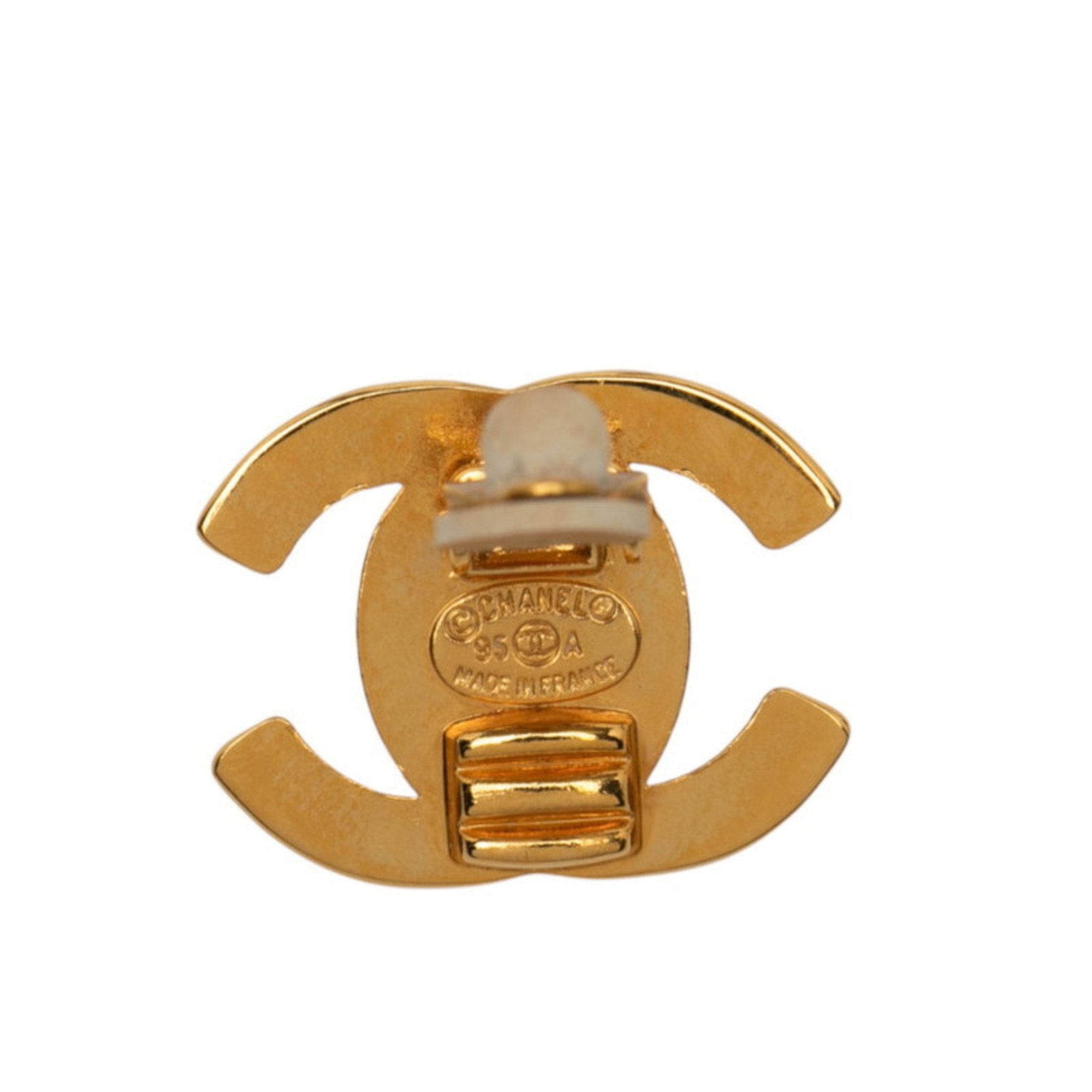 CC Logo Lock Clip-On Earrings Metal