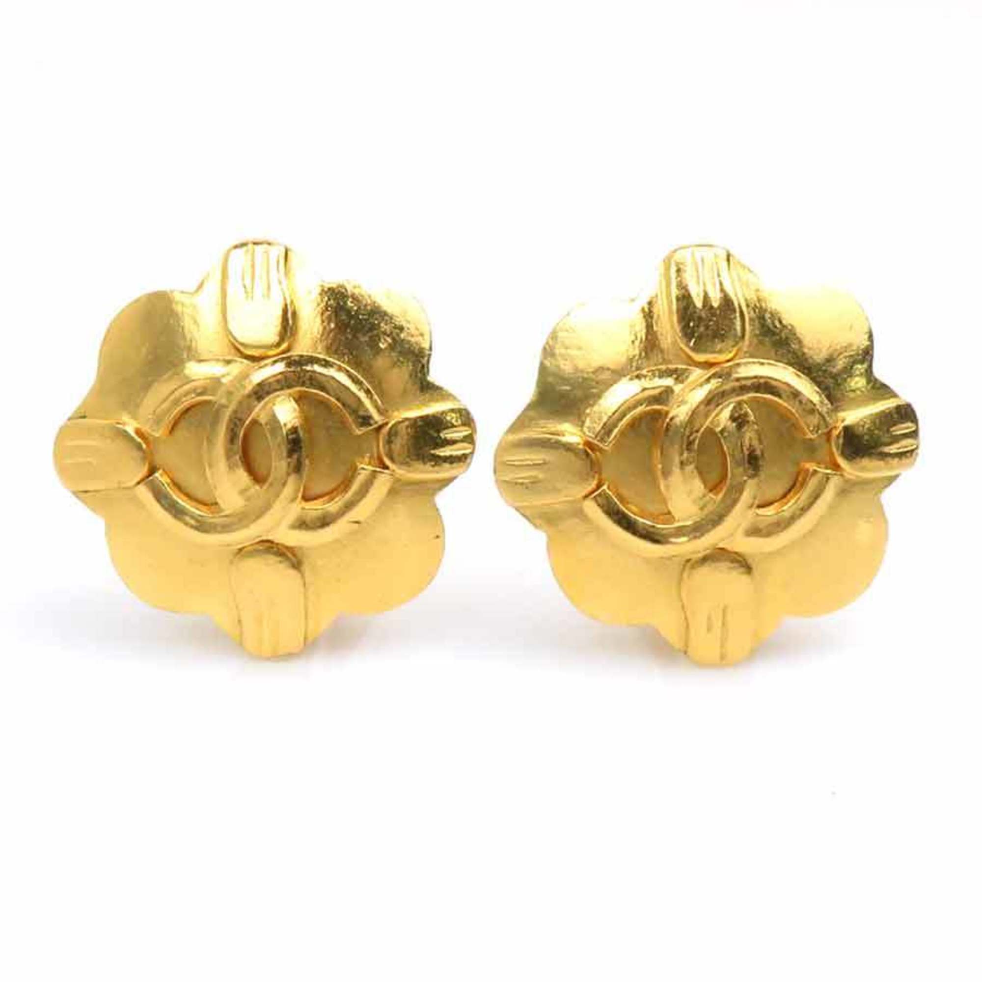 CC Logo Clip-On Earrings Gold-Tone Metal Gold-Tone Metal