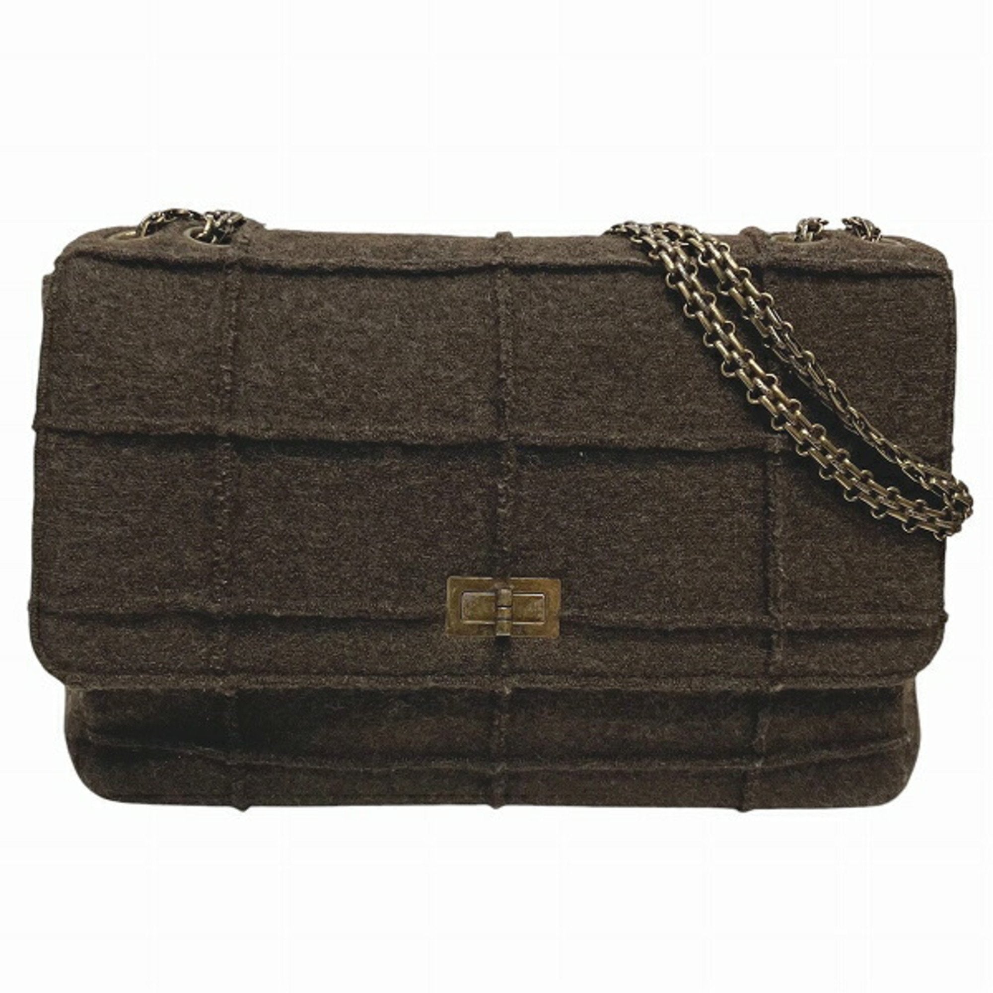 Chocolate Bar Mademoiselle Flap Bag Quilted Wool Jumbo