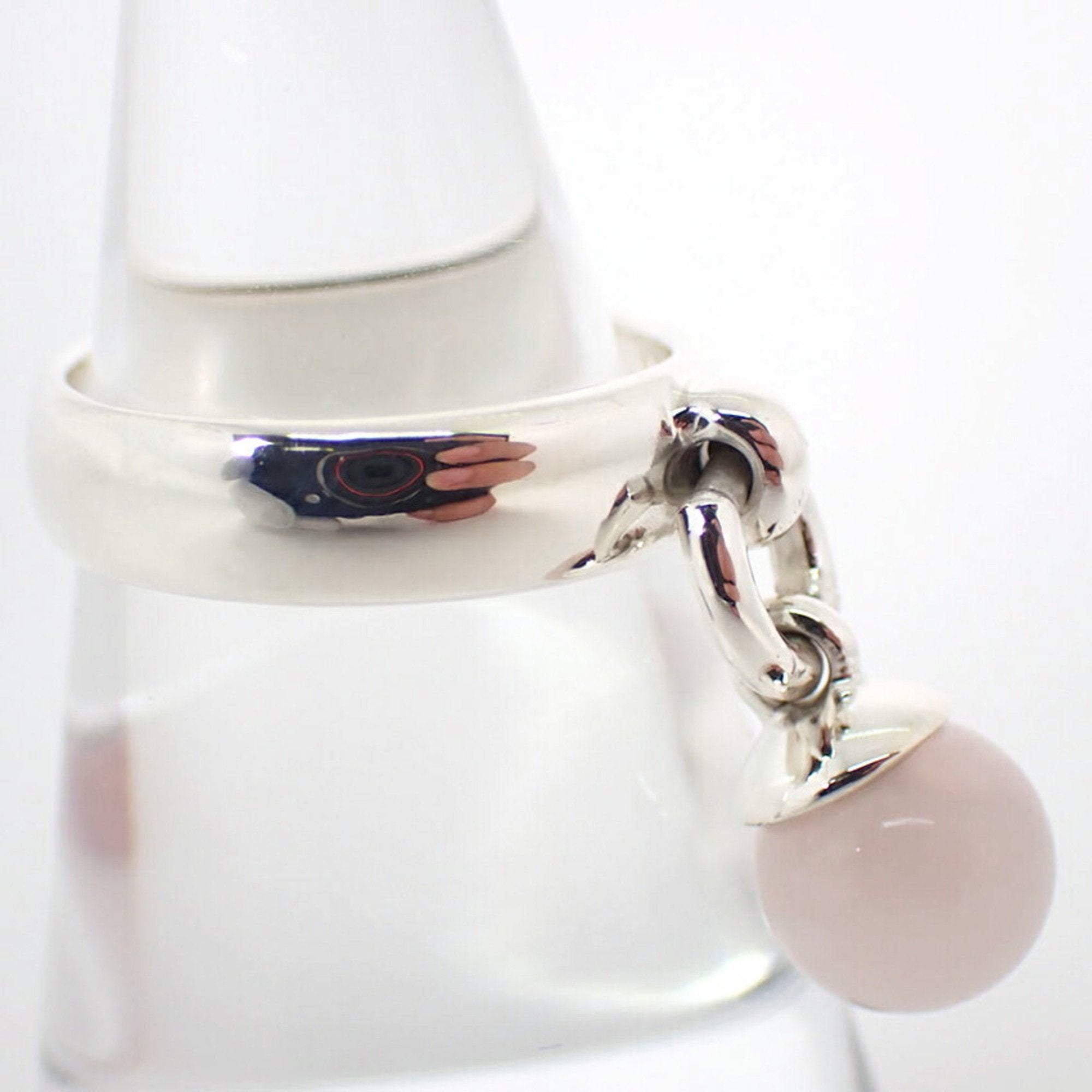 Ball Dangle Quartz Watch Sterling Silver with Rose Quartz 6.5
