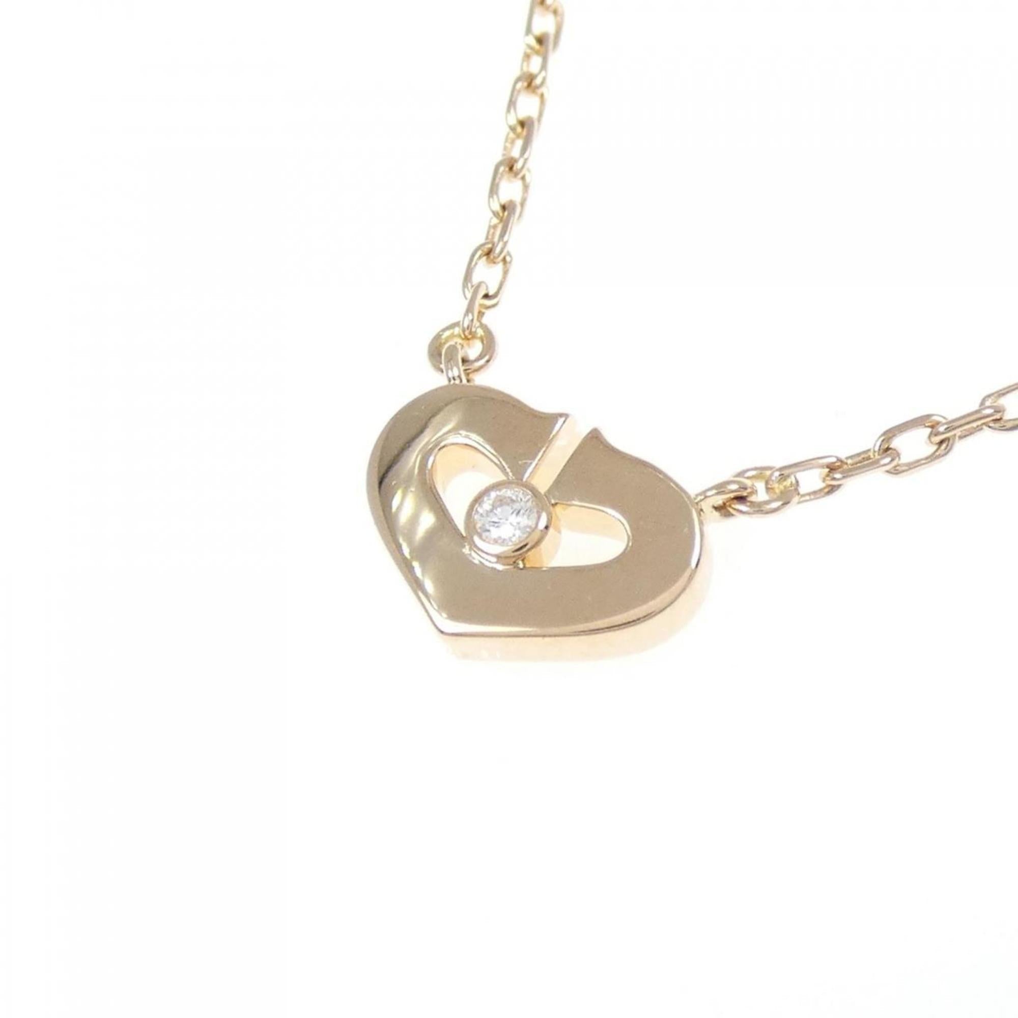 C Heart Pendant Necklace with Diamonds
