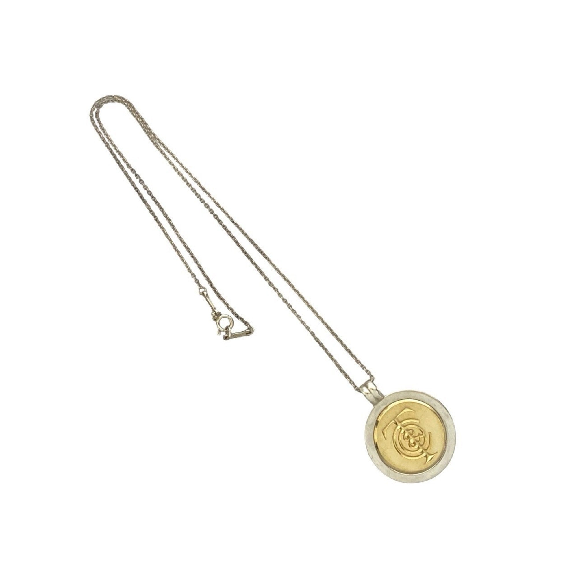 Coin Pendant Necklace 18K Gold and Sterling Silver