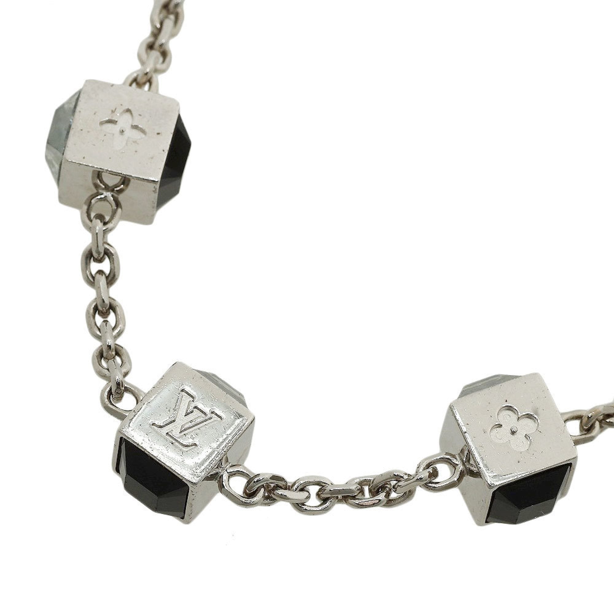Monogram Pendant Necklace Metal with Color Stone