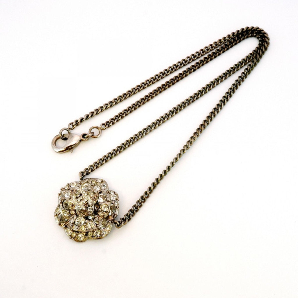 CC Logo Pendant Necklace Silver-Tone Metal
