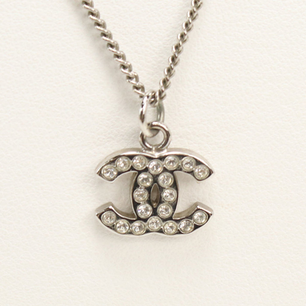 CC Logo Pendant Necklace Silver-Tone Metal