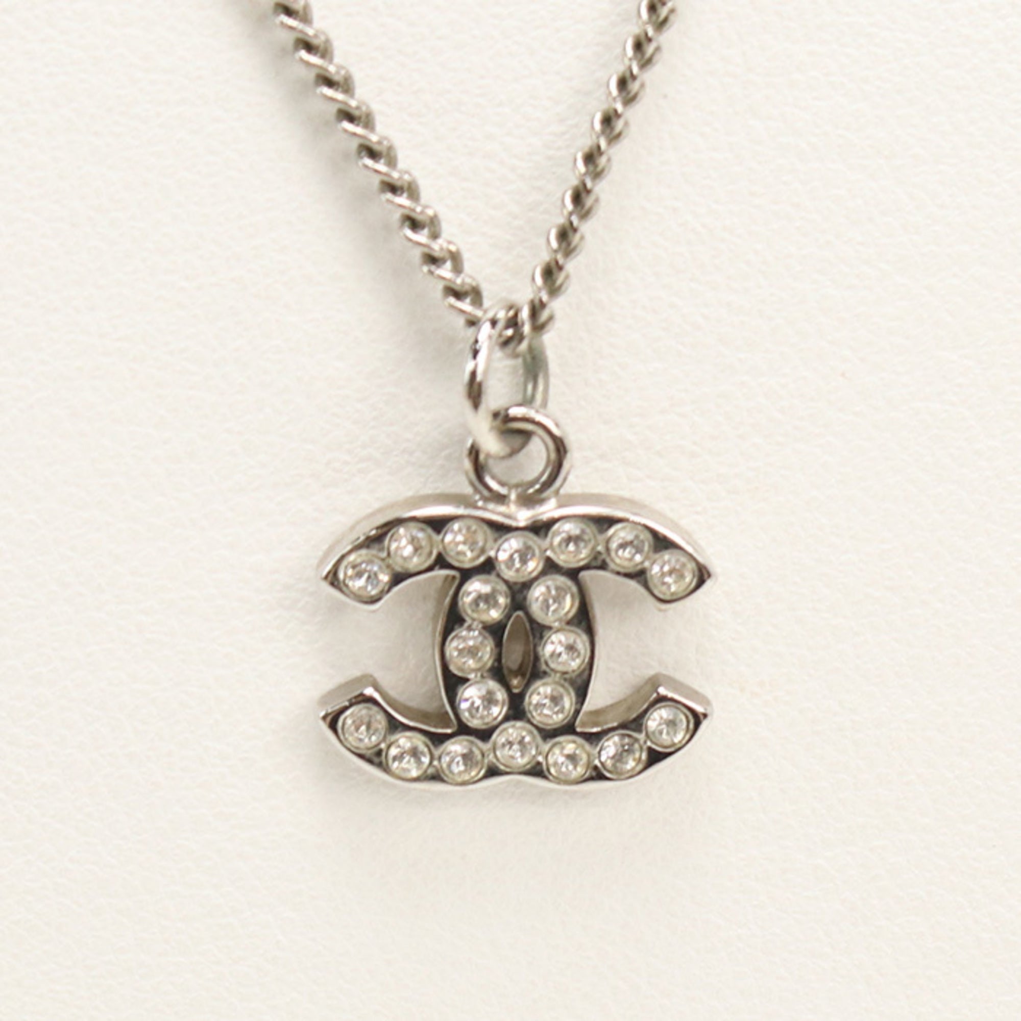 CC Logo Pendant Necklace Silver-Tone Metal